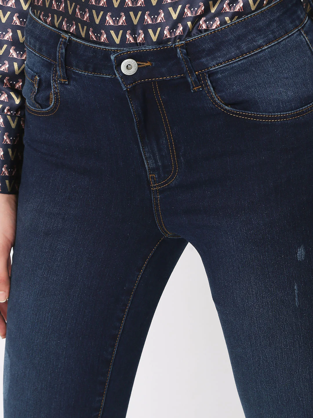 Dark Blue Mid Rise Pushup Wendy Skinny Jeans - Image 4
