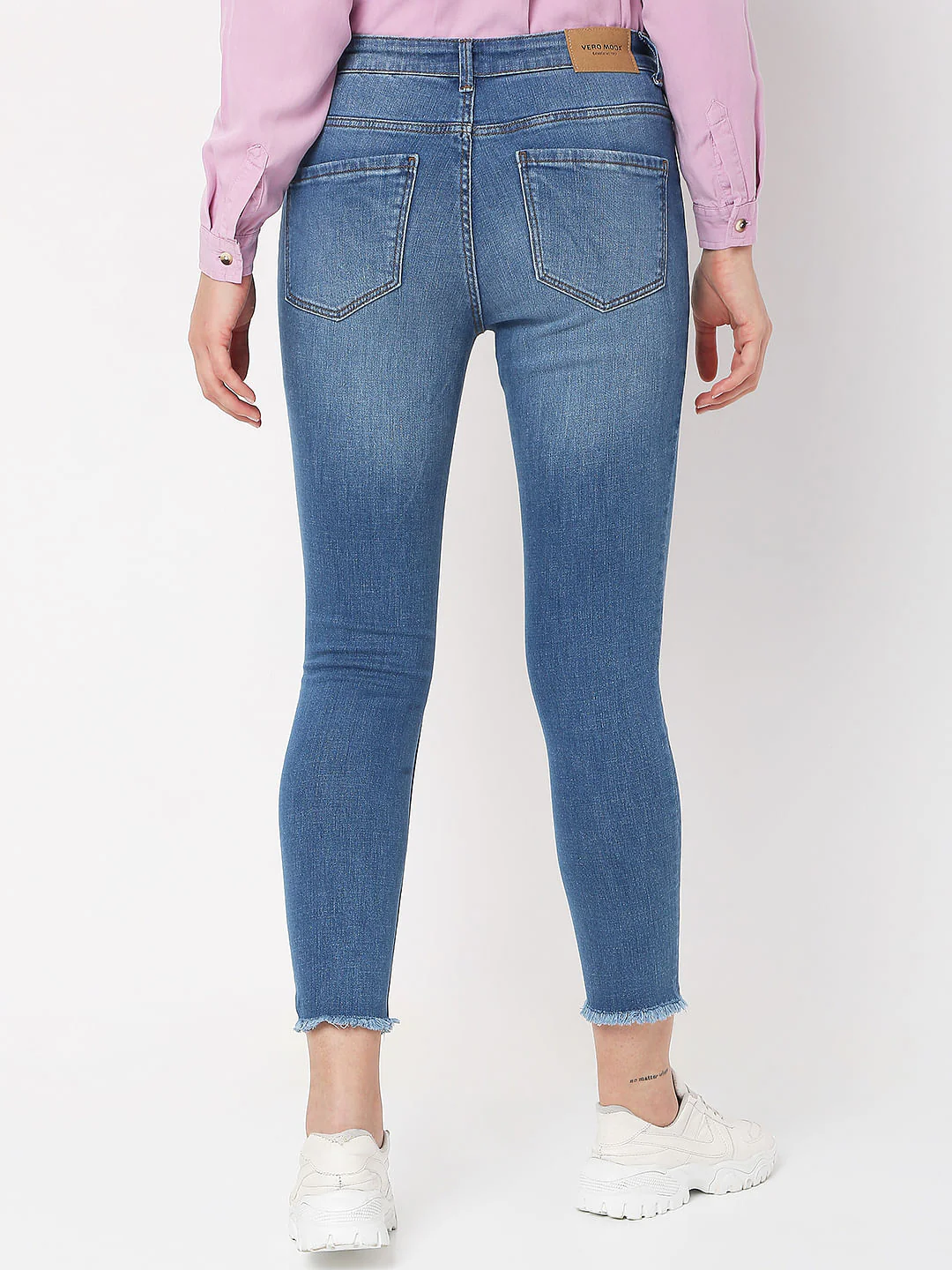 Blue Mid Rise Distressed Wendy Skinny Jeans - Image 3