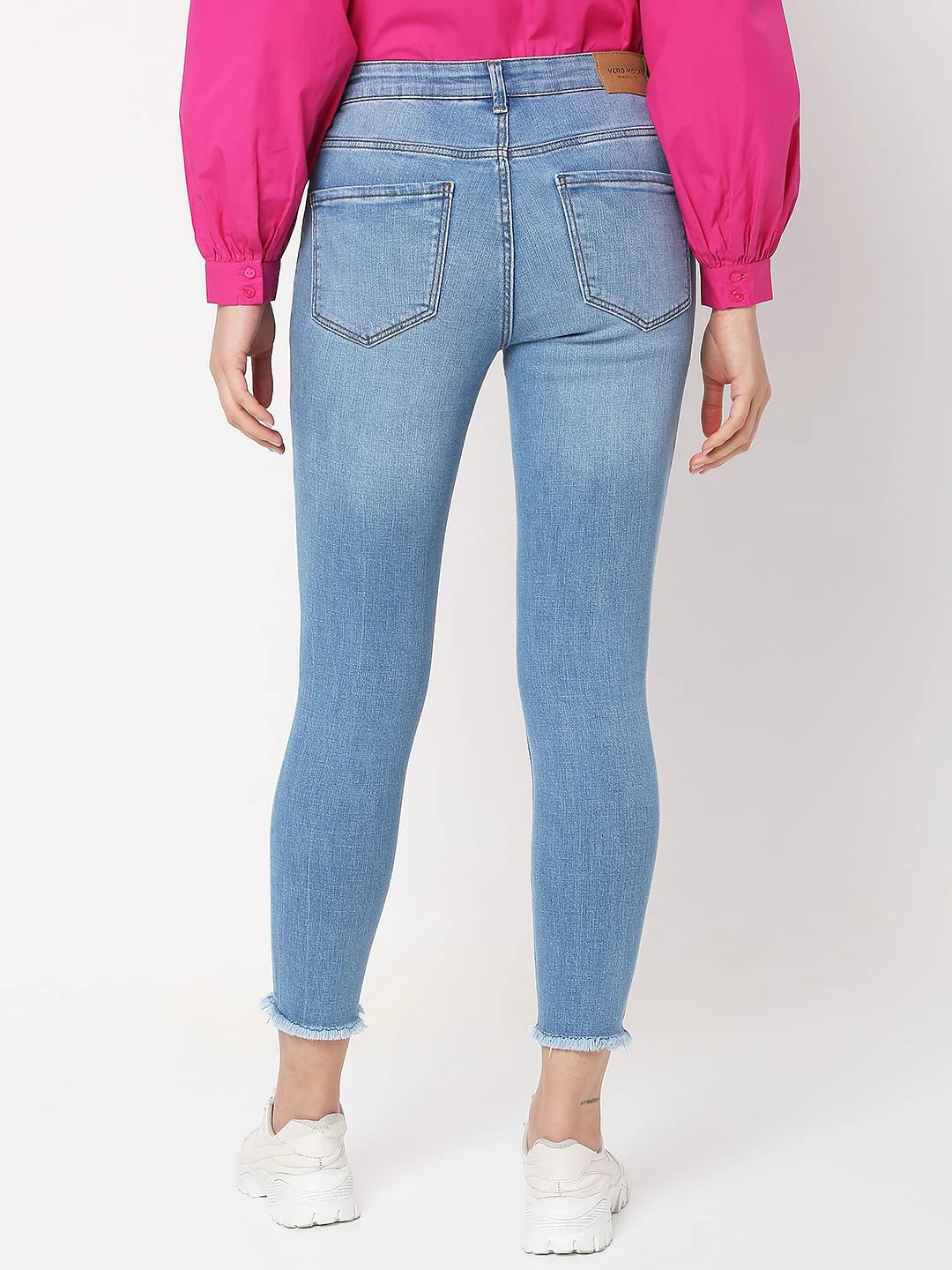 Light Blue Mid Rise Distressed Wendy Skinny Jeans - Image 3