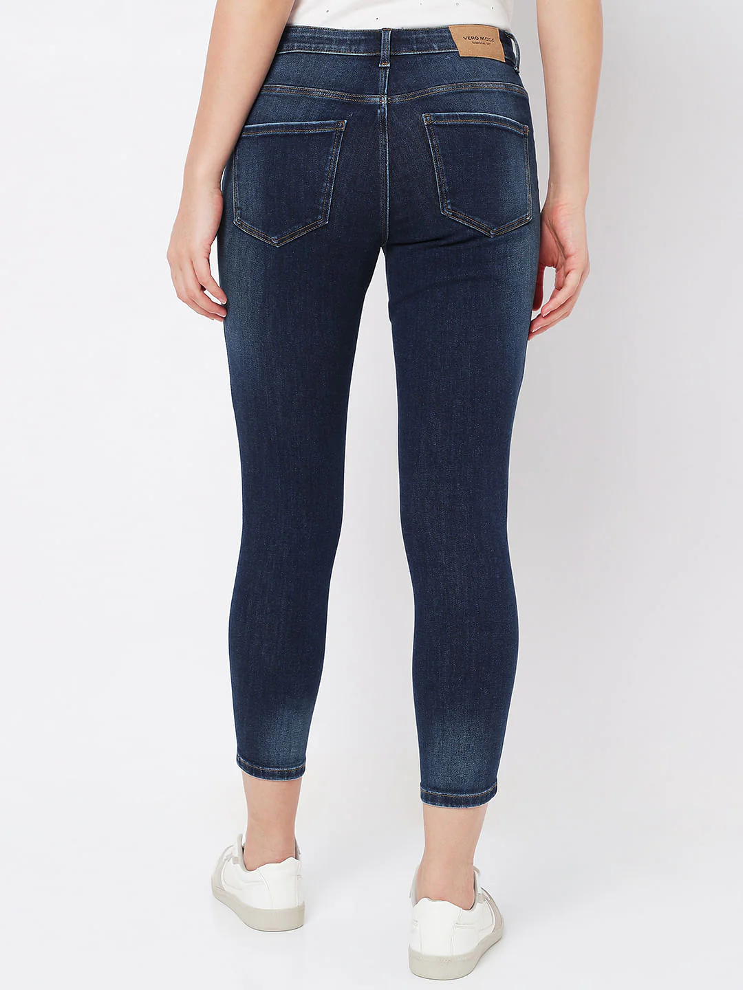 Dark Blue Mid Rise Distressed Wendy Skinny Jeans - Image 3