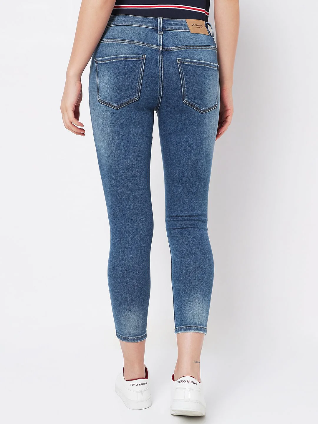 Light Blue Mid Rise Distressed Wendy Skinny Jeans - Image 3