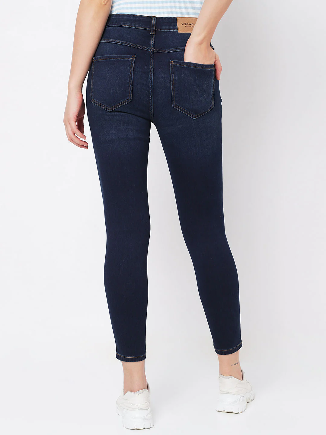Dark Blue High Rise Distressed Wendy Skinny Jeans - Image 3