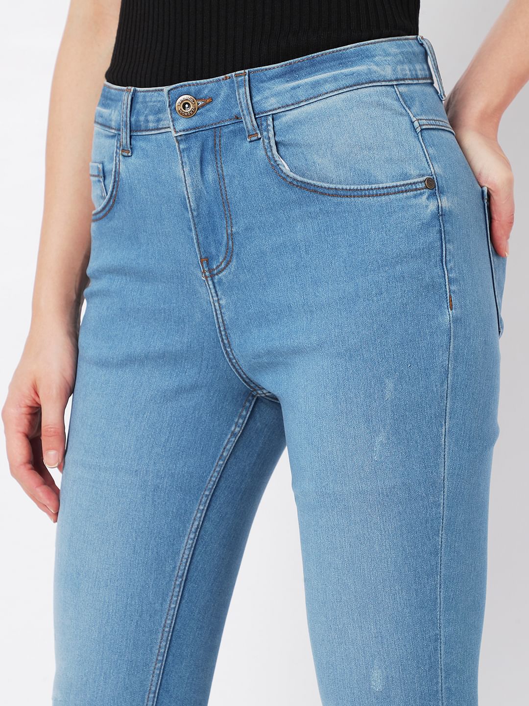 Light Blue High Rise Wendy Skinny Jeans - Image 4