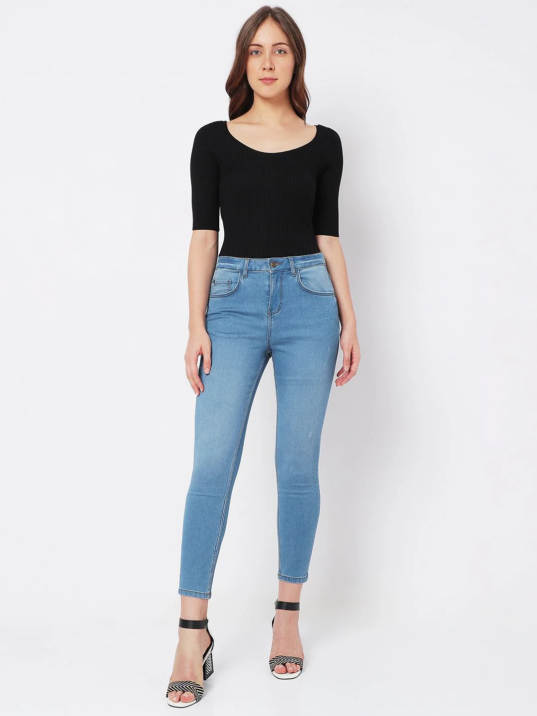 Light Blue High Rise Wendy Skinny Jeans - Image 5