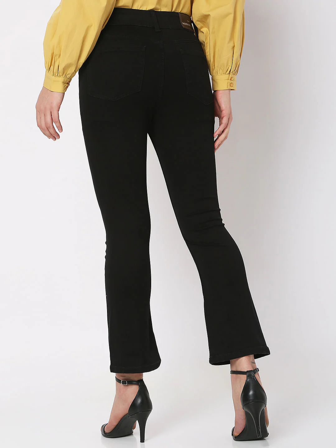 Black High Rise Twin Button Petra Bootcut Jeans - Image 3