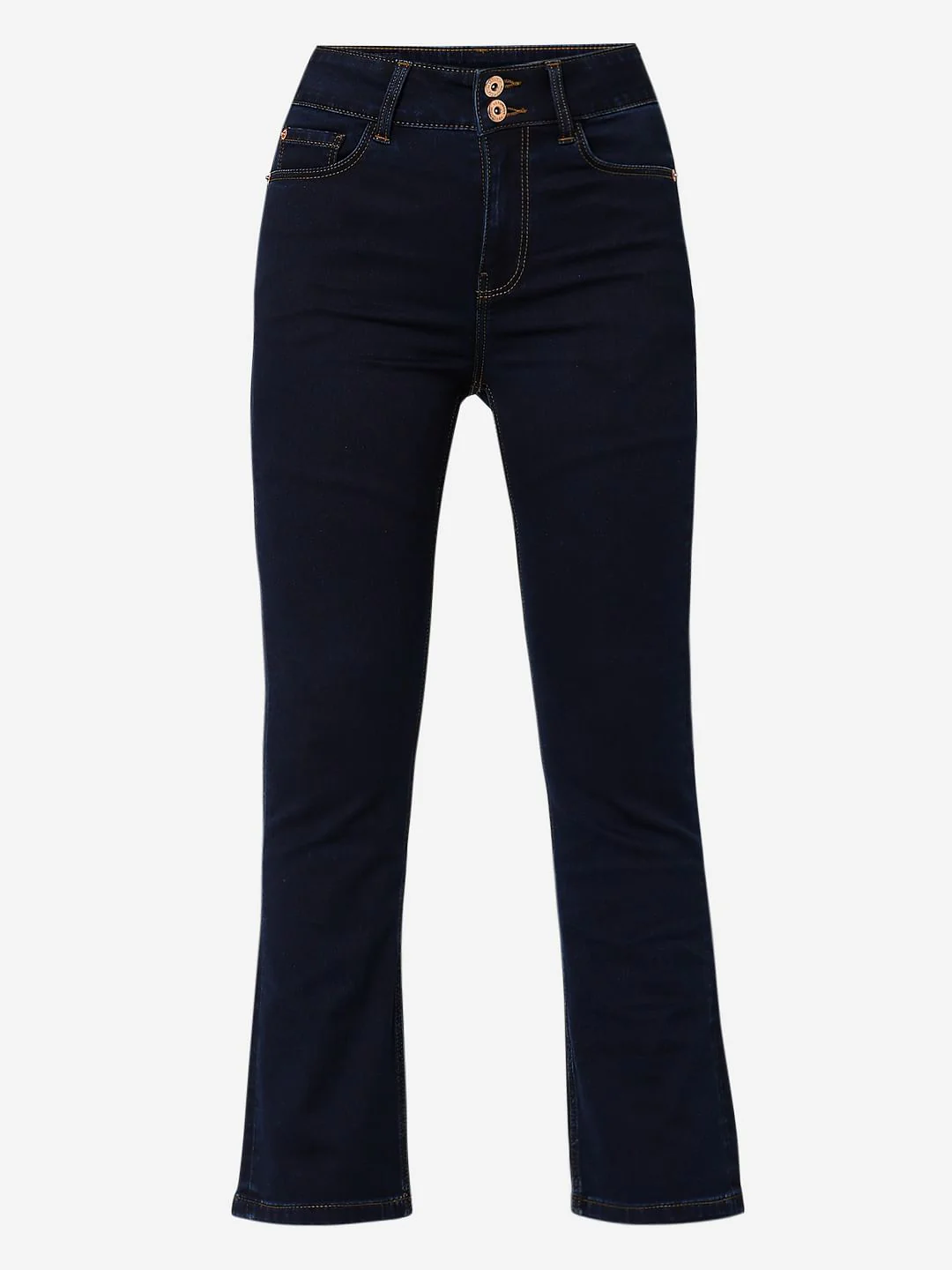 Dark Blue High Rise Twin Button Petra Bootcut Jeans - Image 6