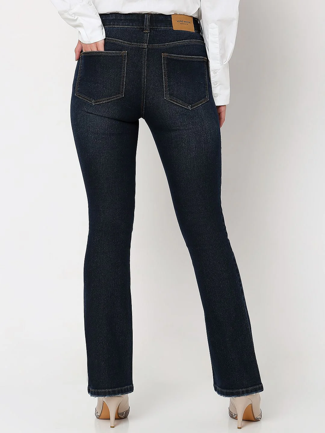 Dark Blue Mid Rise Bootcut Jeans - Image 3