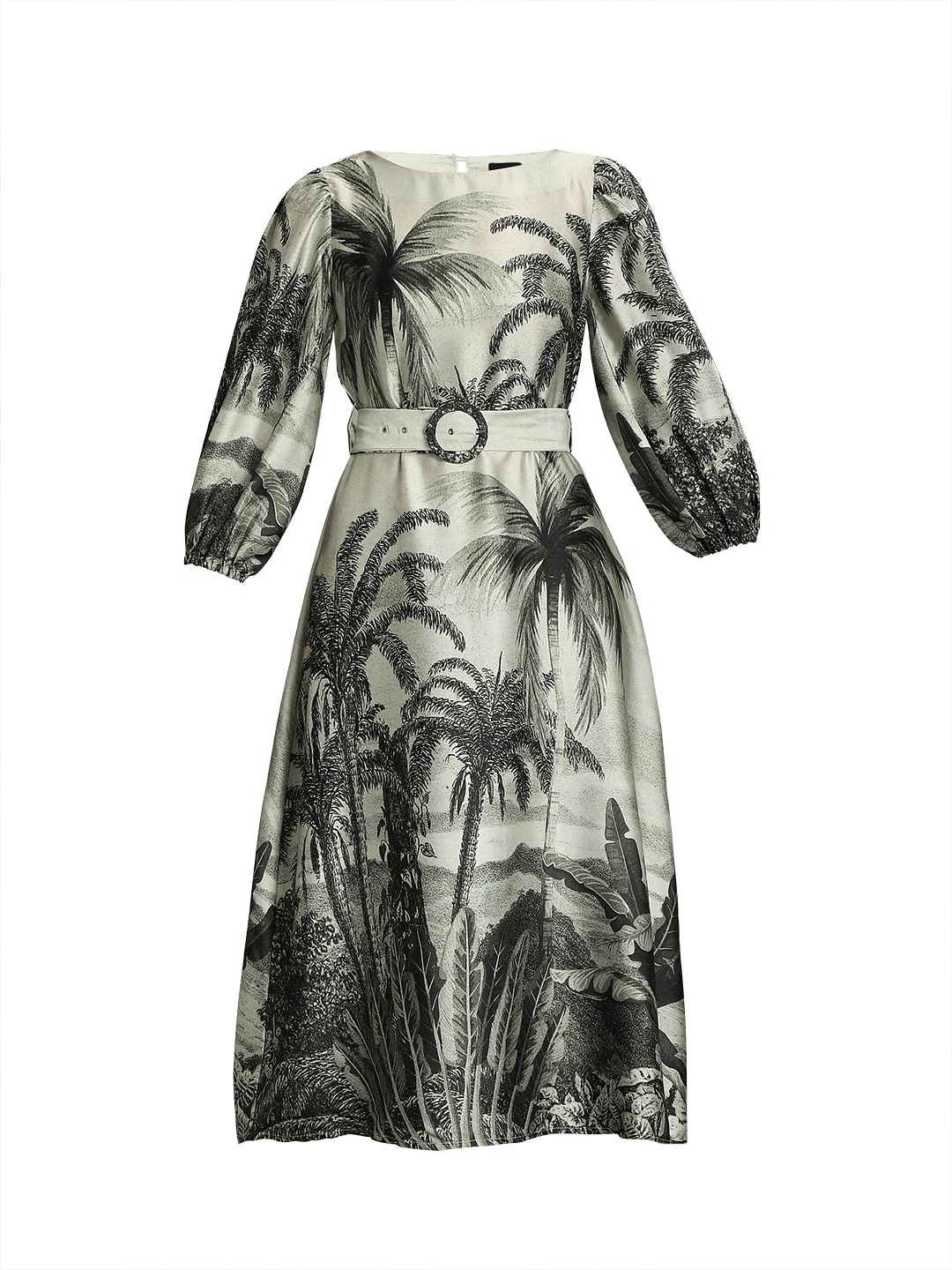 Marquee White Tropical Print Satin Dress - Image 6