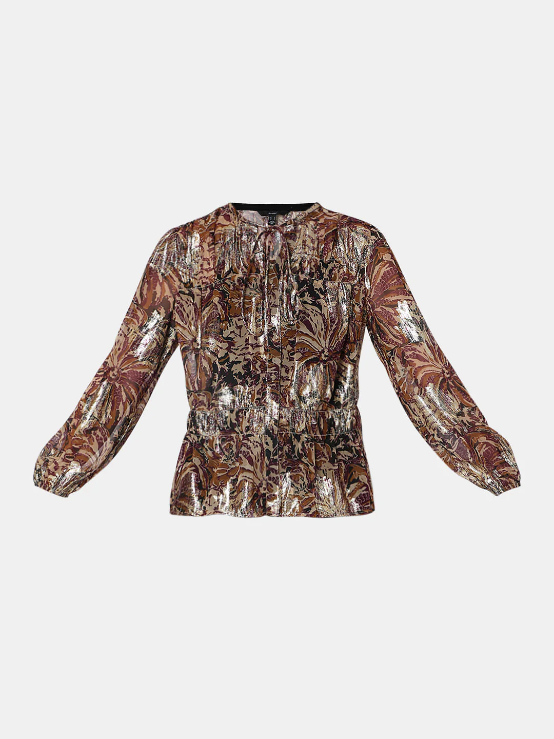 Brown Floral Shimmer Top - Image 7