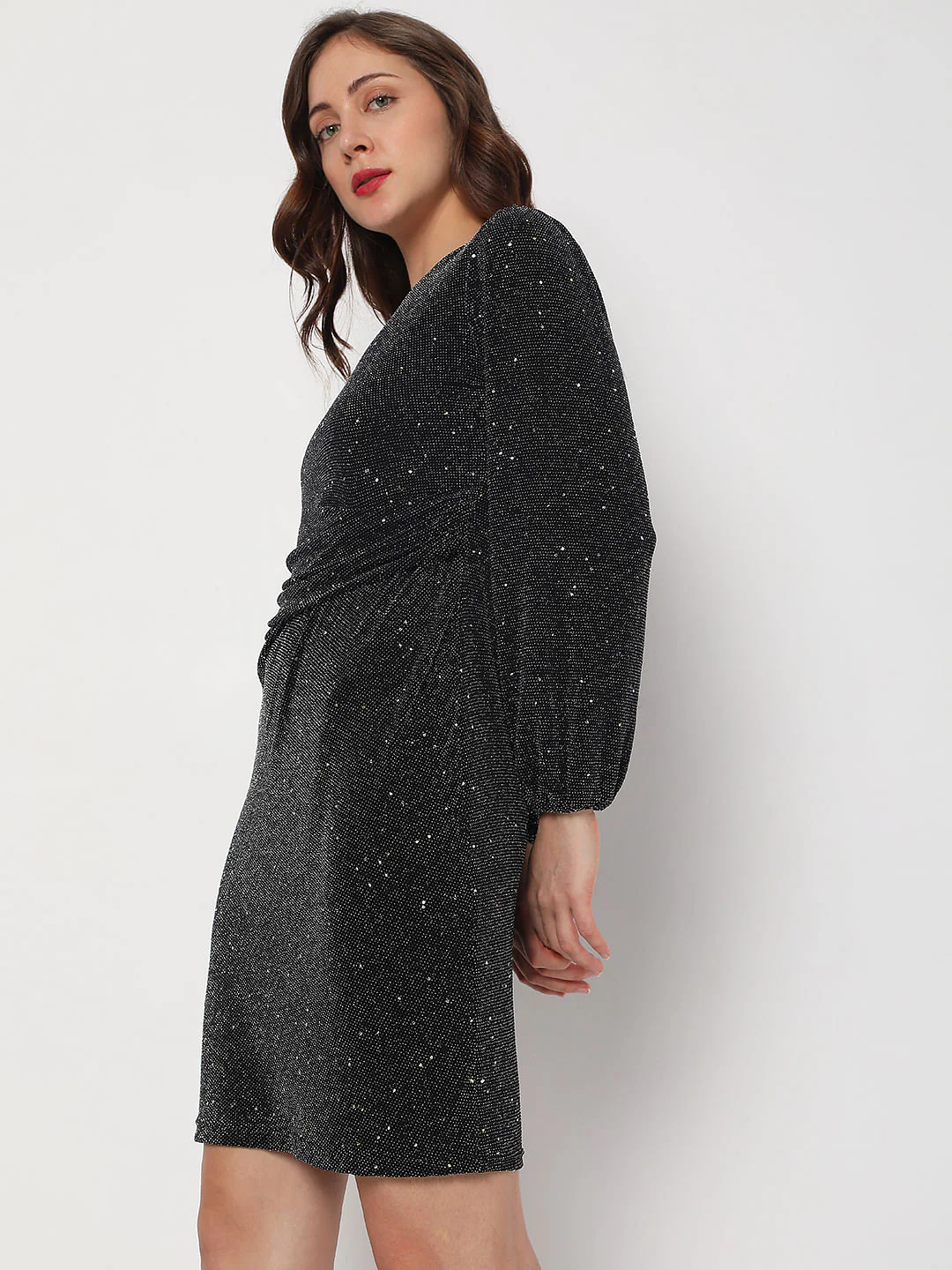 Black Shimmer Bodycon Dress - Image 3