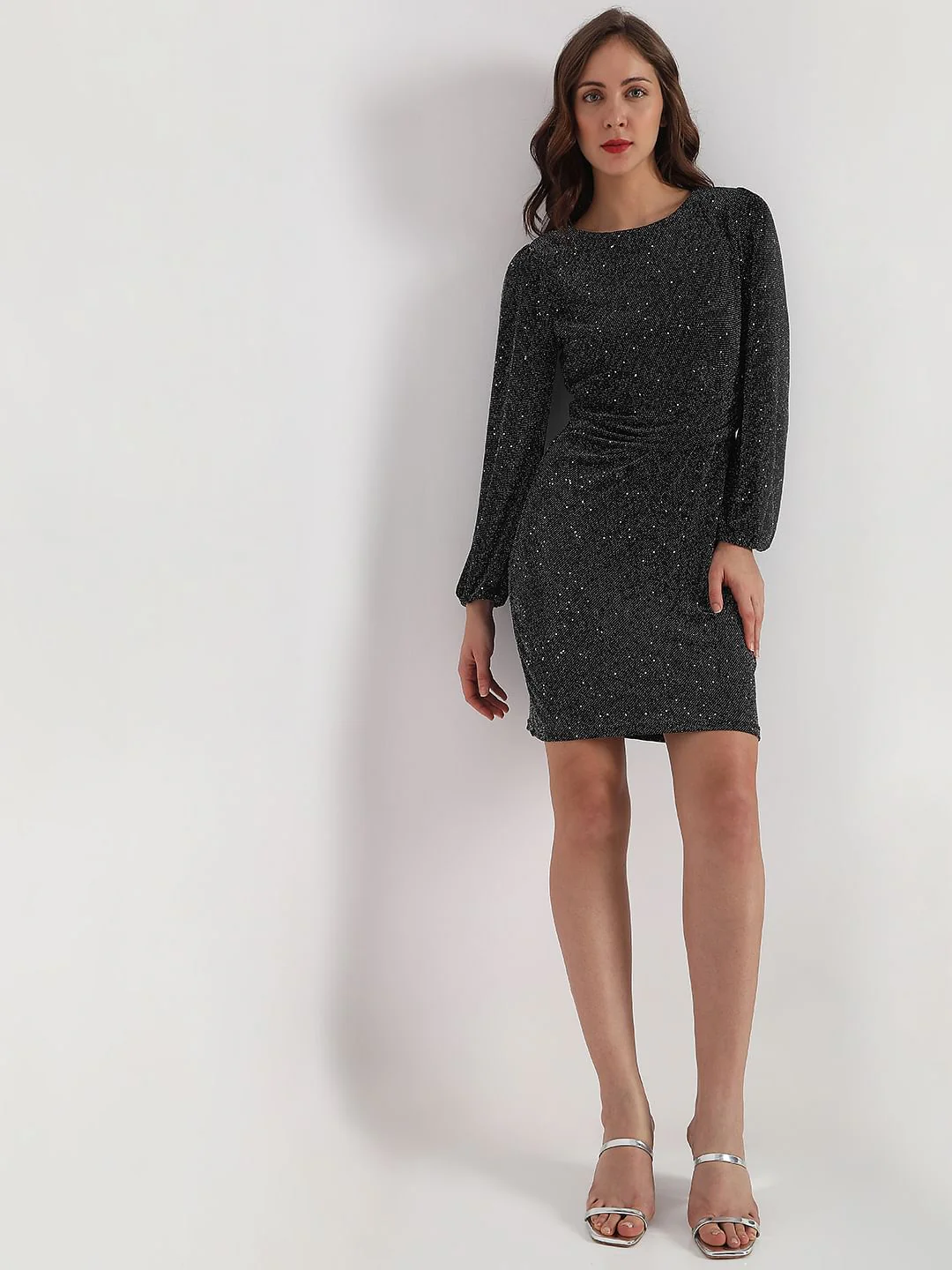 Black Shimmer Bodycon Dress - Image 5