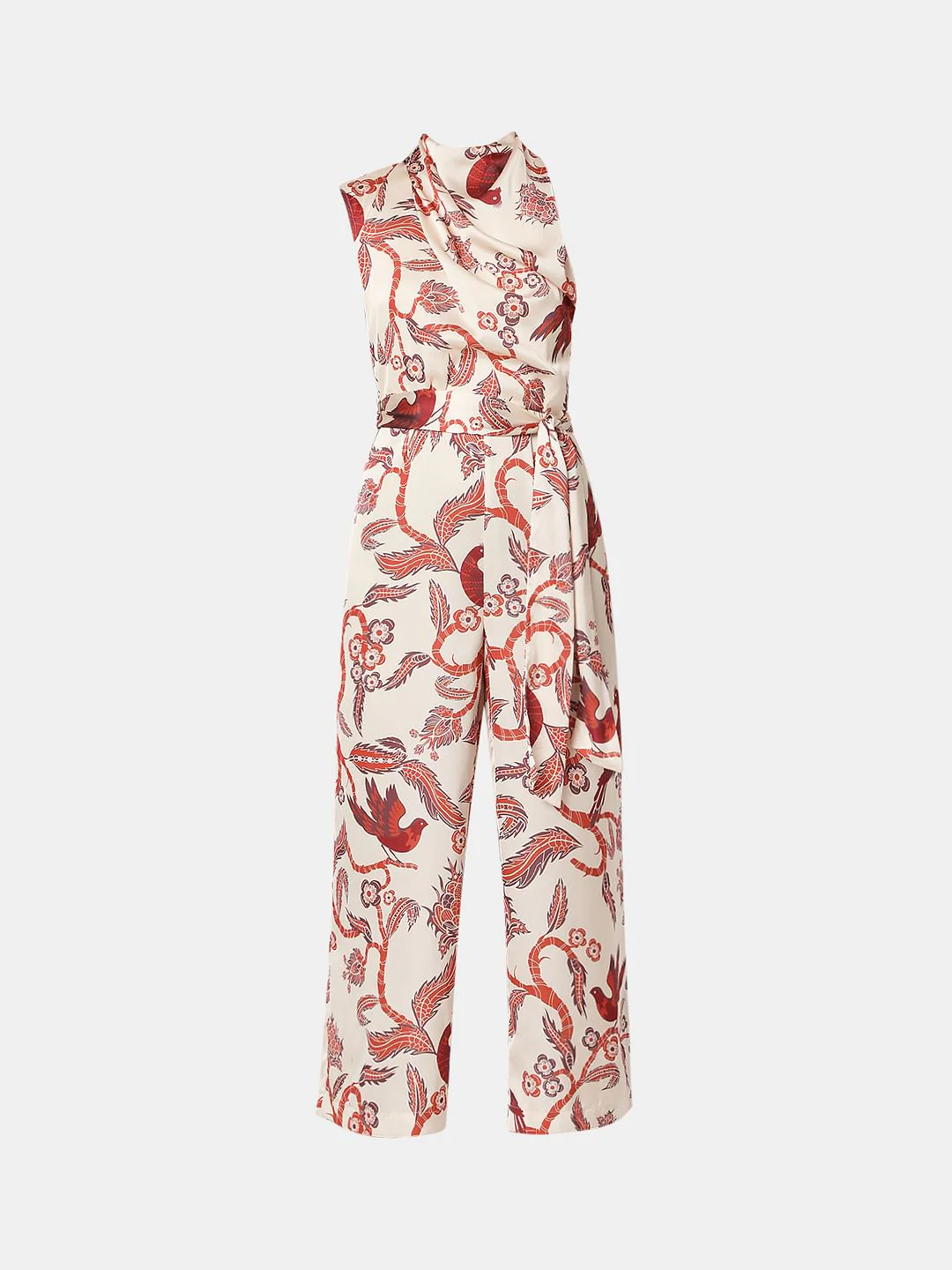 Beige Printed Halter Neck Jumpsuit - Image 6