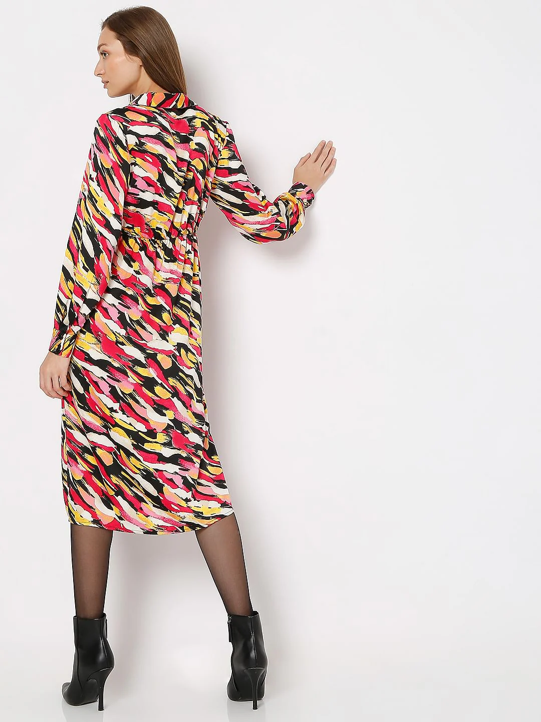 Multi-Colour Abstract Print Shirt Dress - Image 4