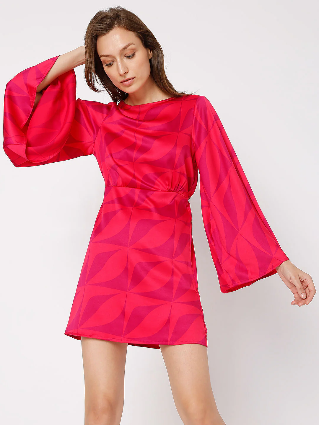 Red Abstract Print Mini Dress - Image 2