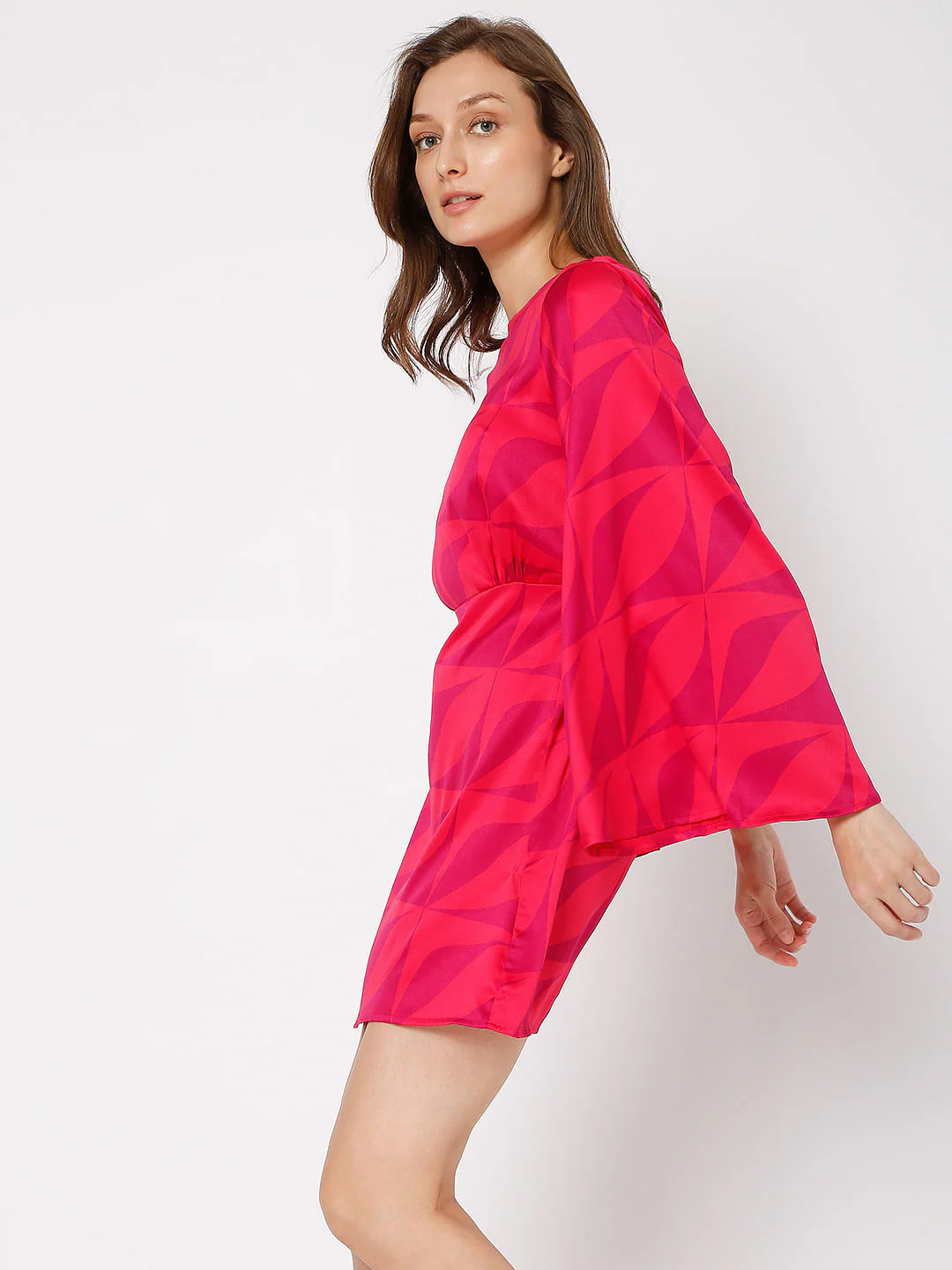 Red Abstract Print Mini Dress - Image 3