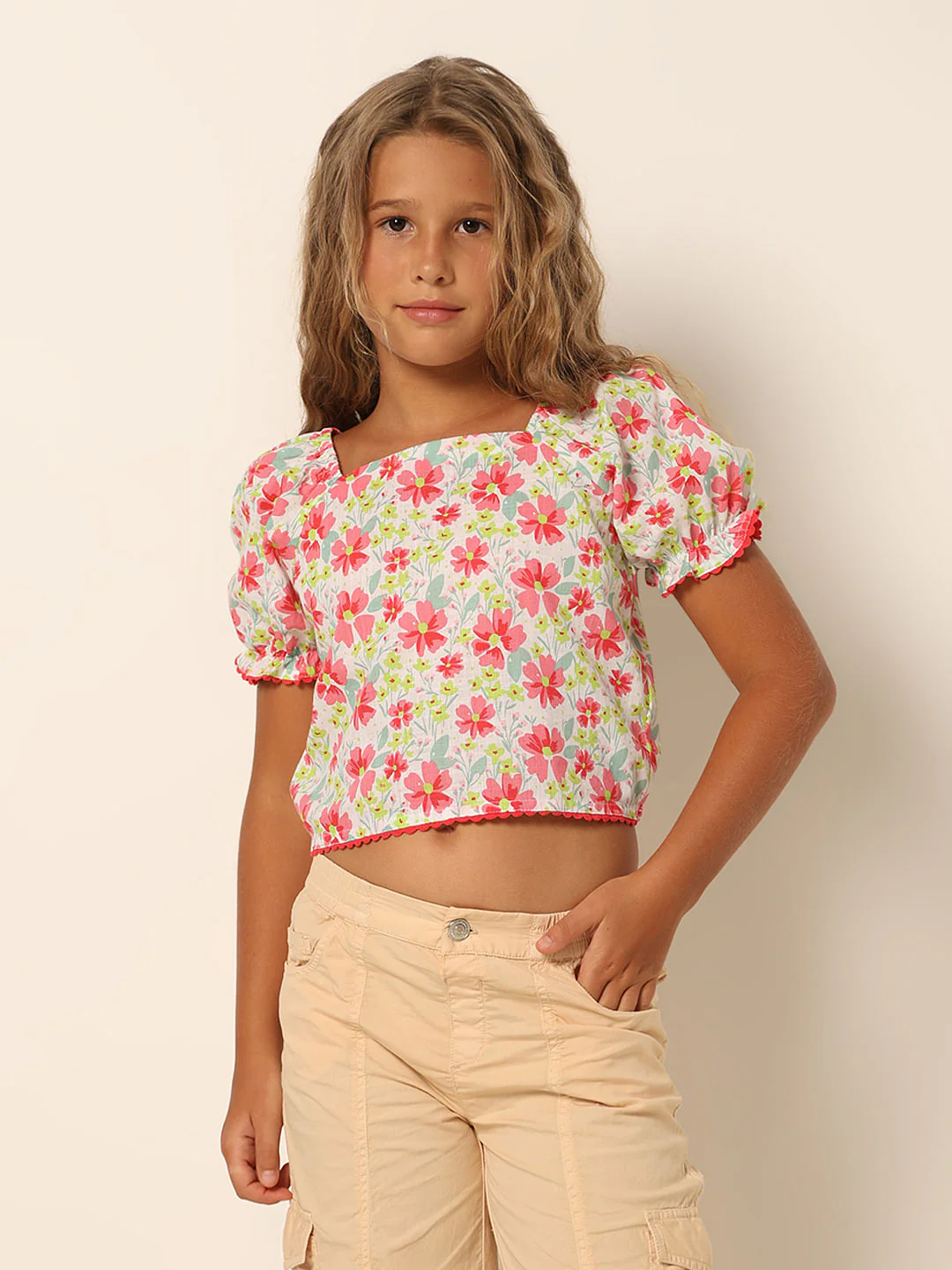 Girls Pink Floral Top - Image 2