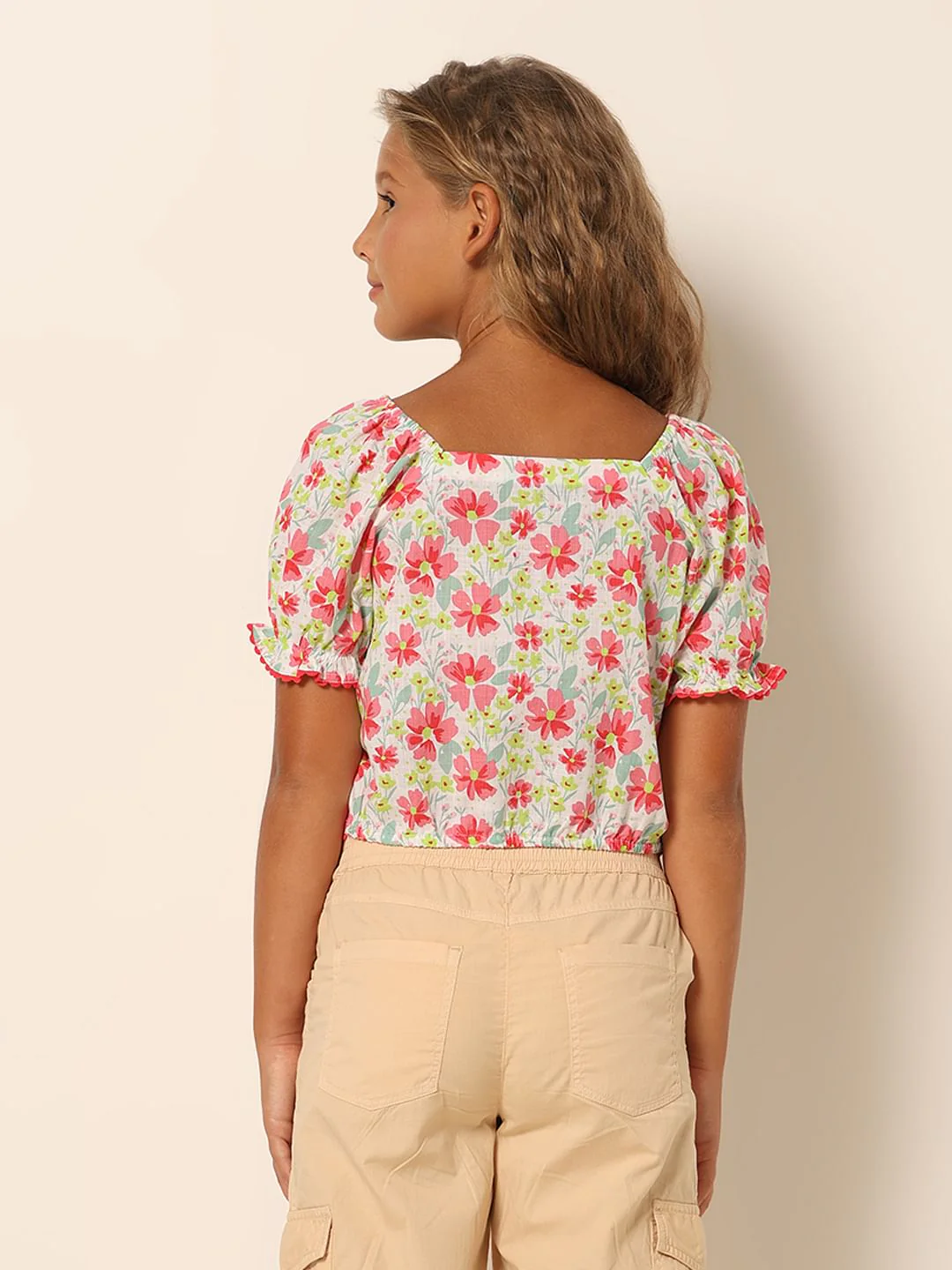 Girls Pink Floral Top - Image 3