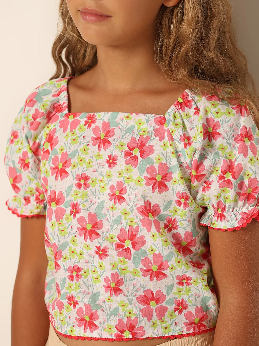 Girls Pink Floral Top - Image 4