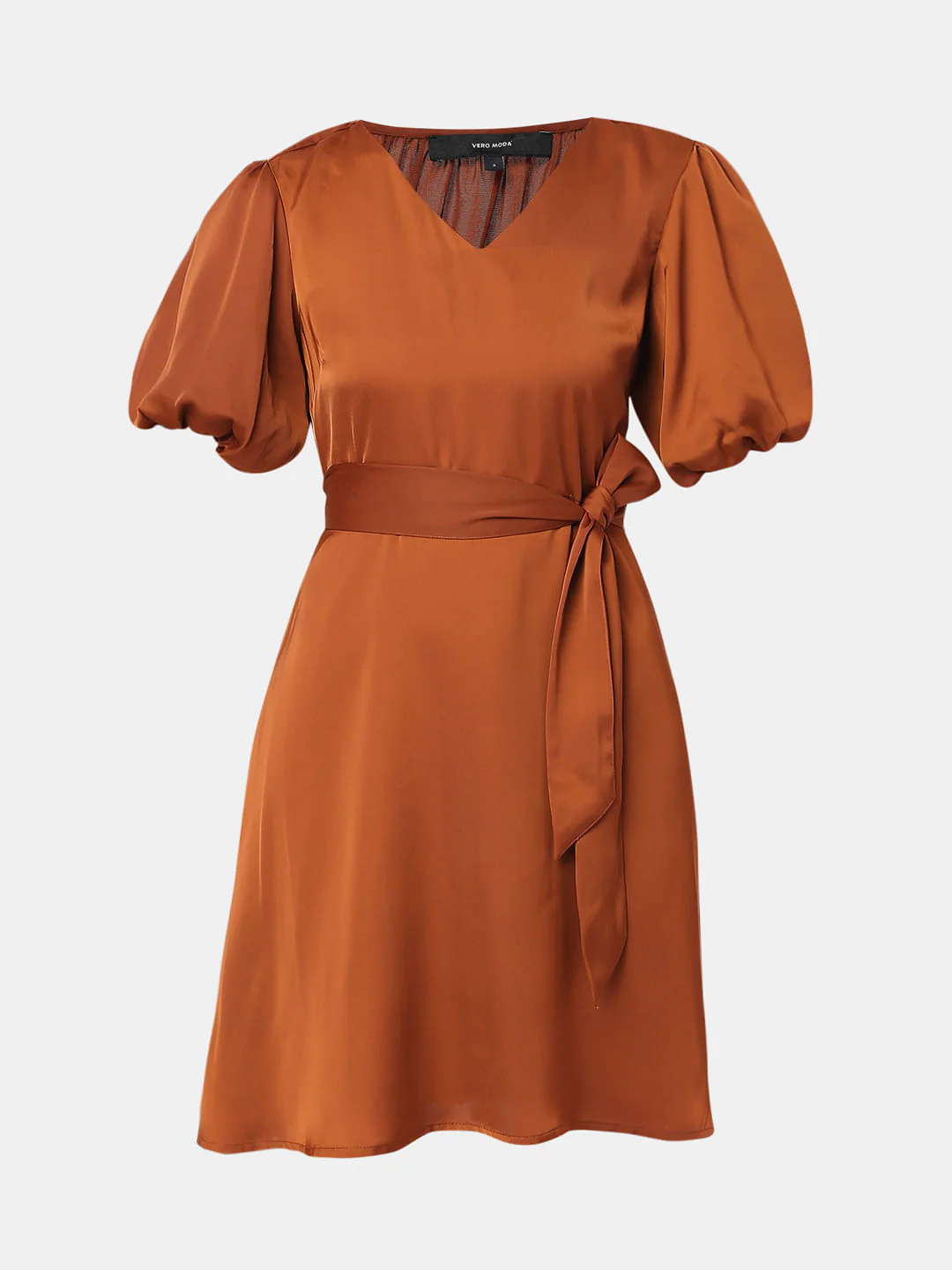 Brown Puff Sleeves Dress - Image 7