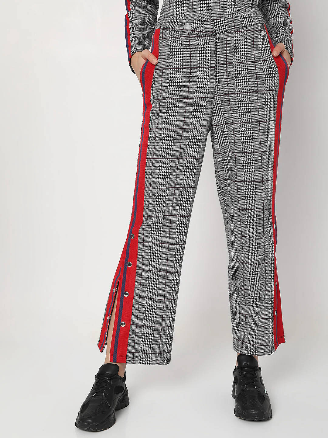 Grey High Rise Check Co-Ord Sweatpants - Image 2