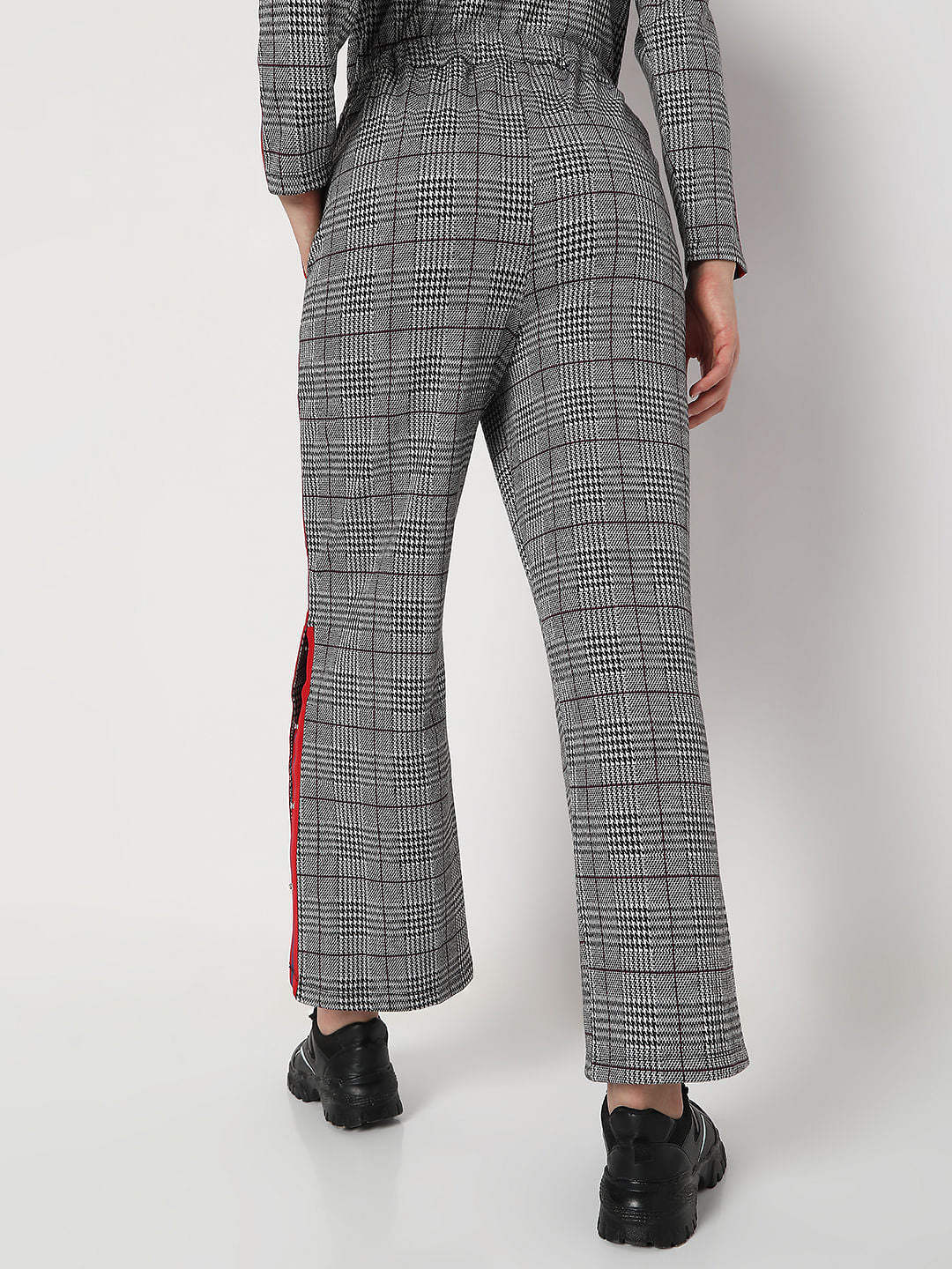 Grey High Rise Check Co-Ord Sweatpants - Image 4