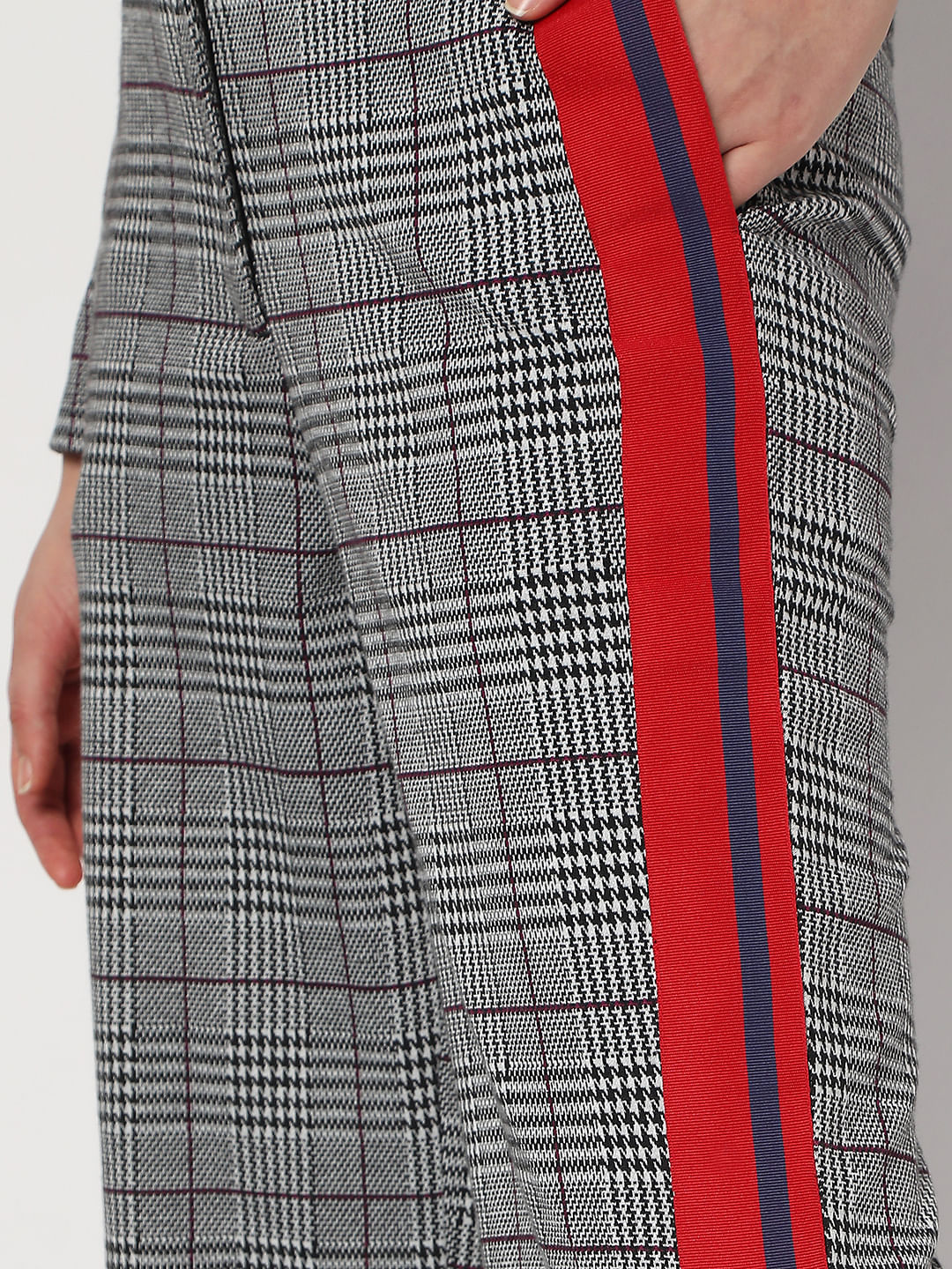 Grey High Rise Check Co-Ord Sweatpants - Image 5