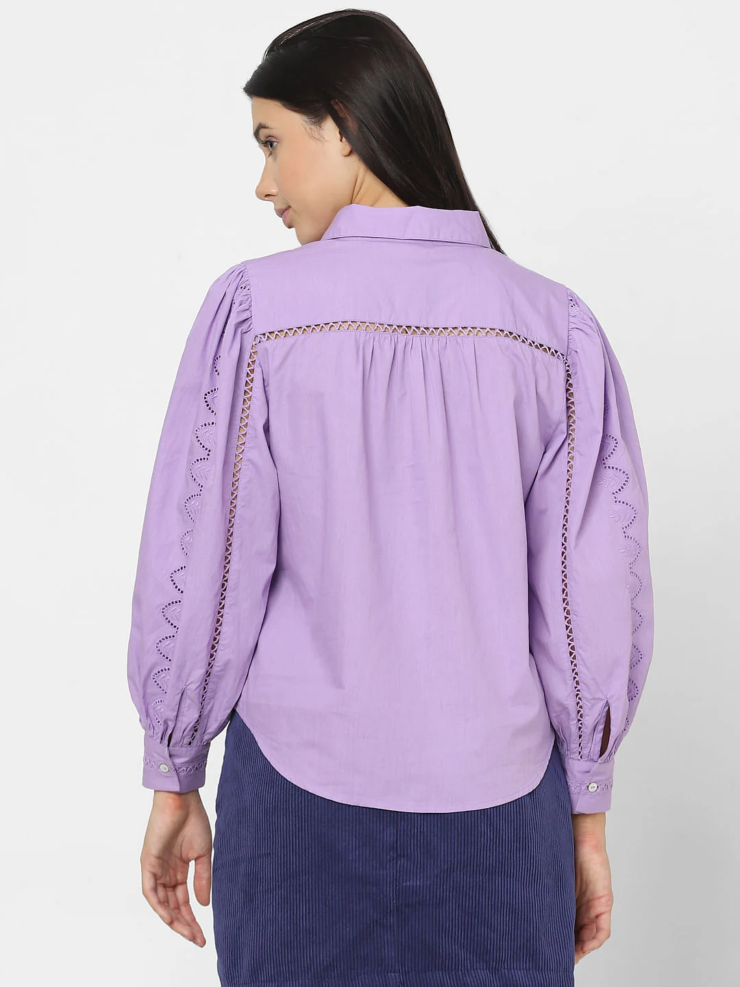 Purple Schiffli Cotton Shirt - Image 4