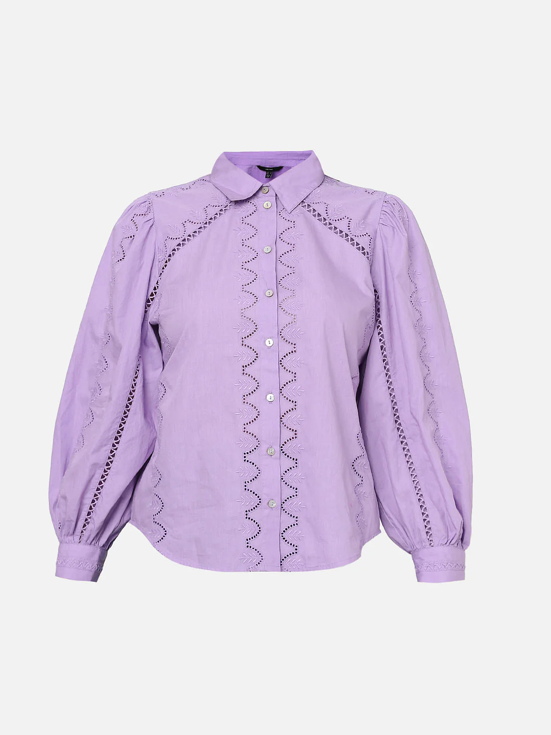 Purple Schiffli Cotton Shirt - Image 8