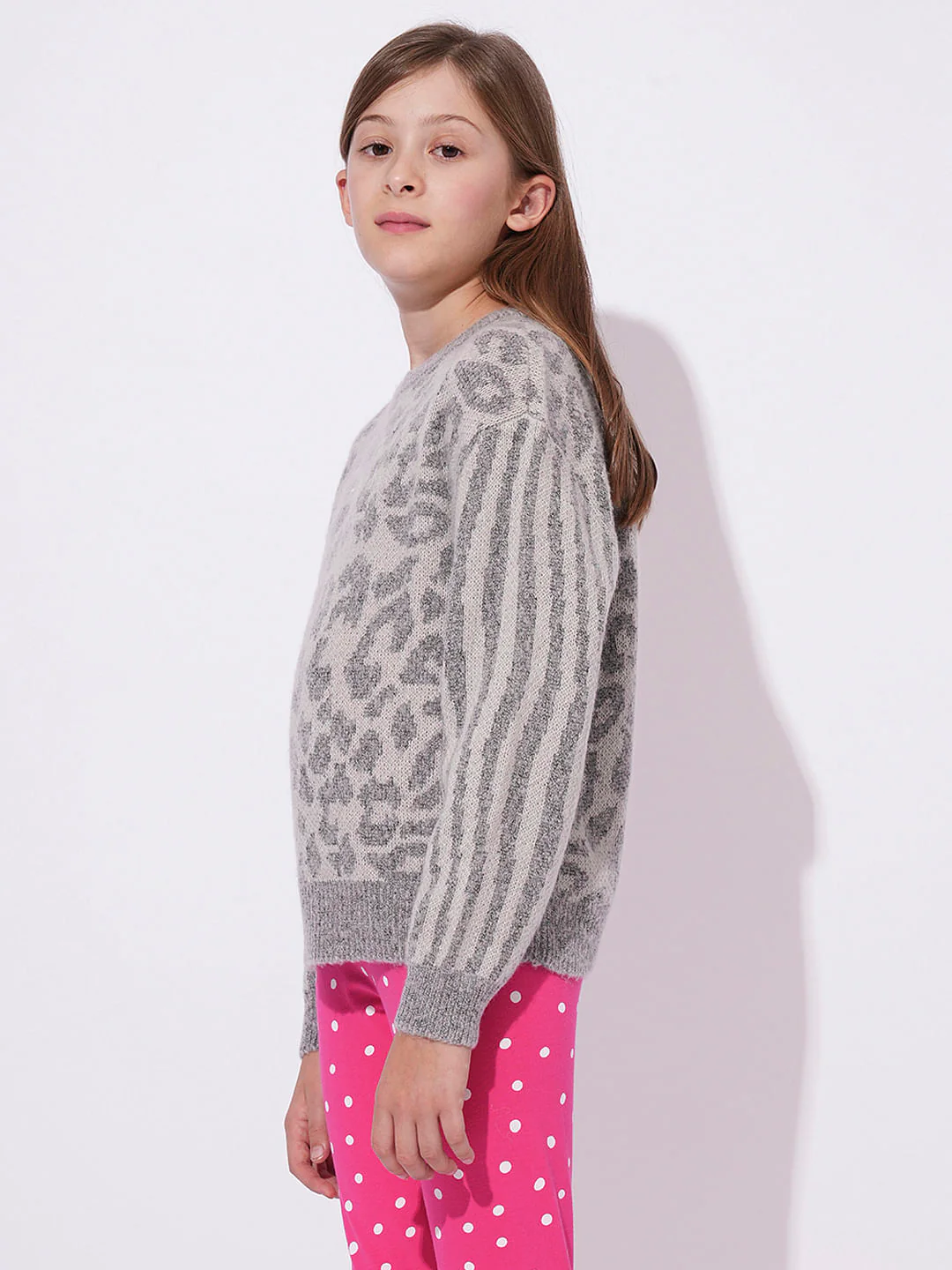 Girls Grey Printed Pullover - Image 2