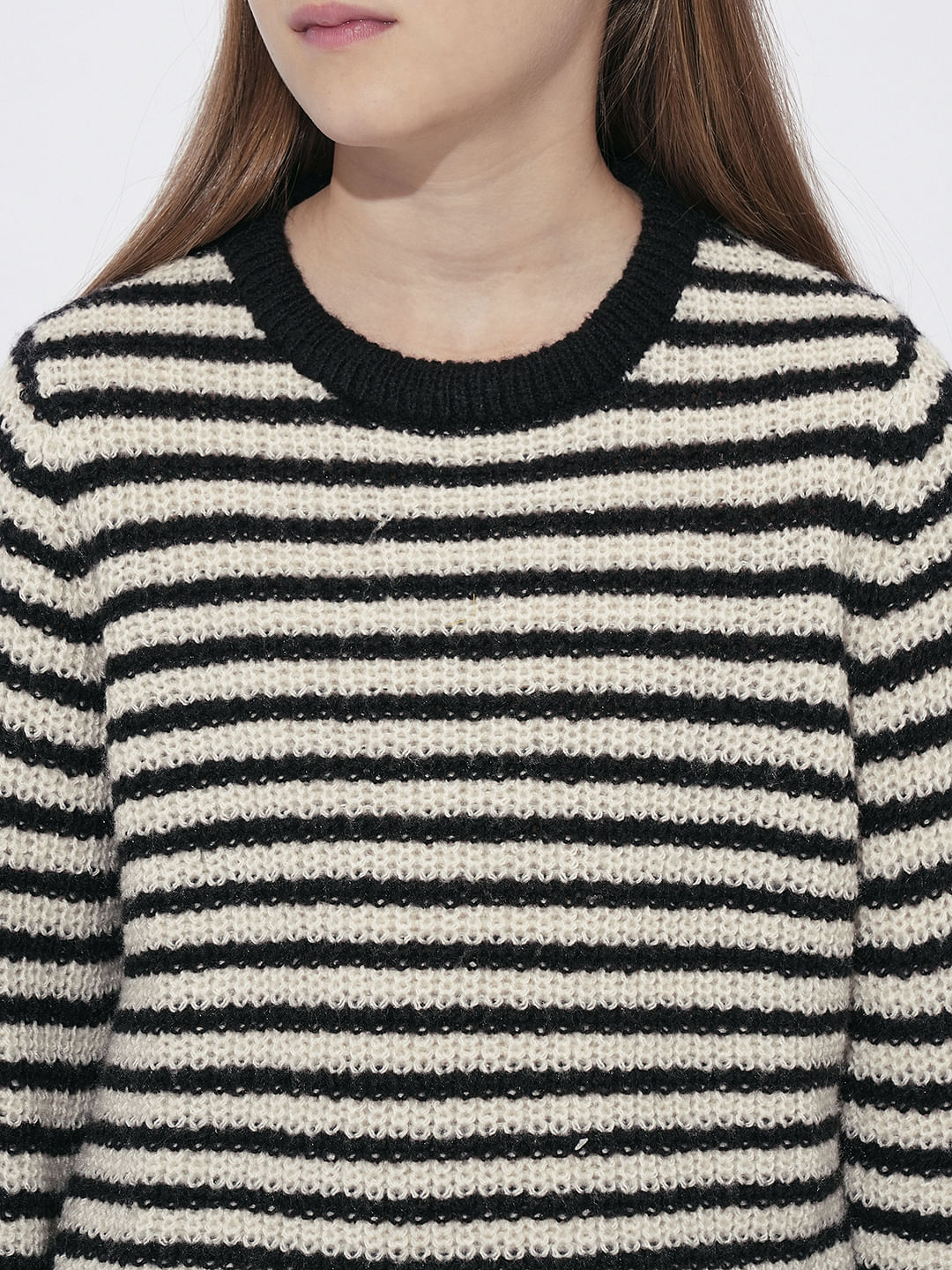Girls Black Horizontal Striped Pullover - Image 4