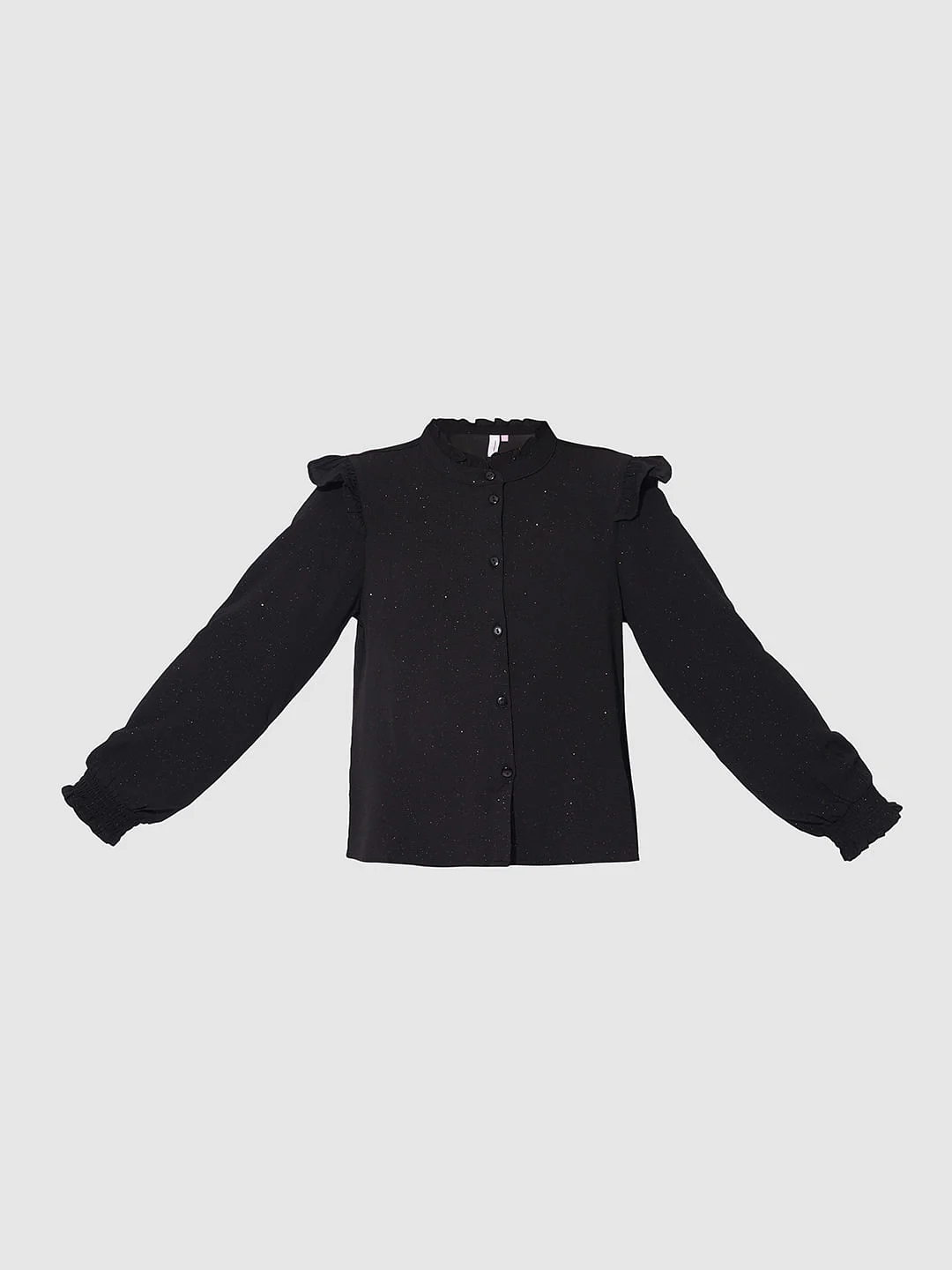 Girls Black Shimmer Co-Ord Set Shirt - Image 6