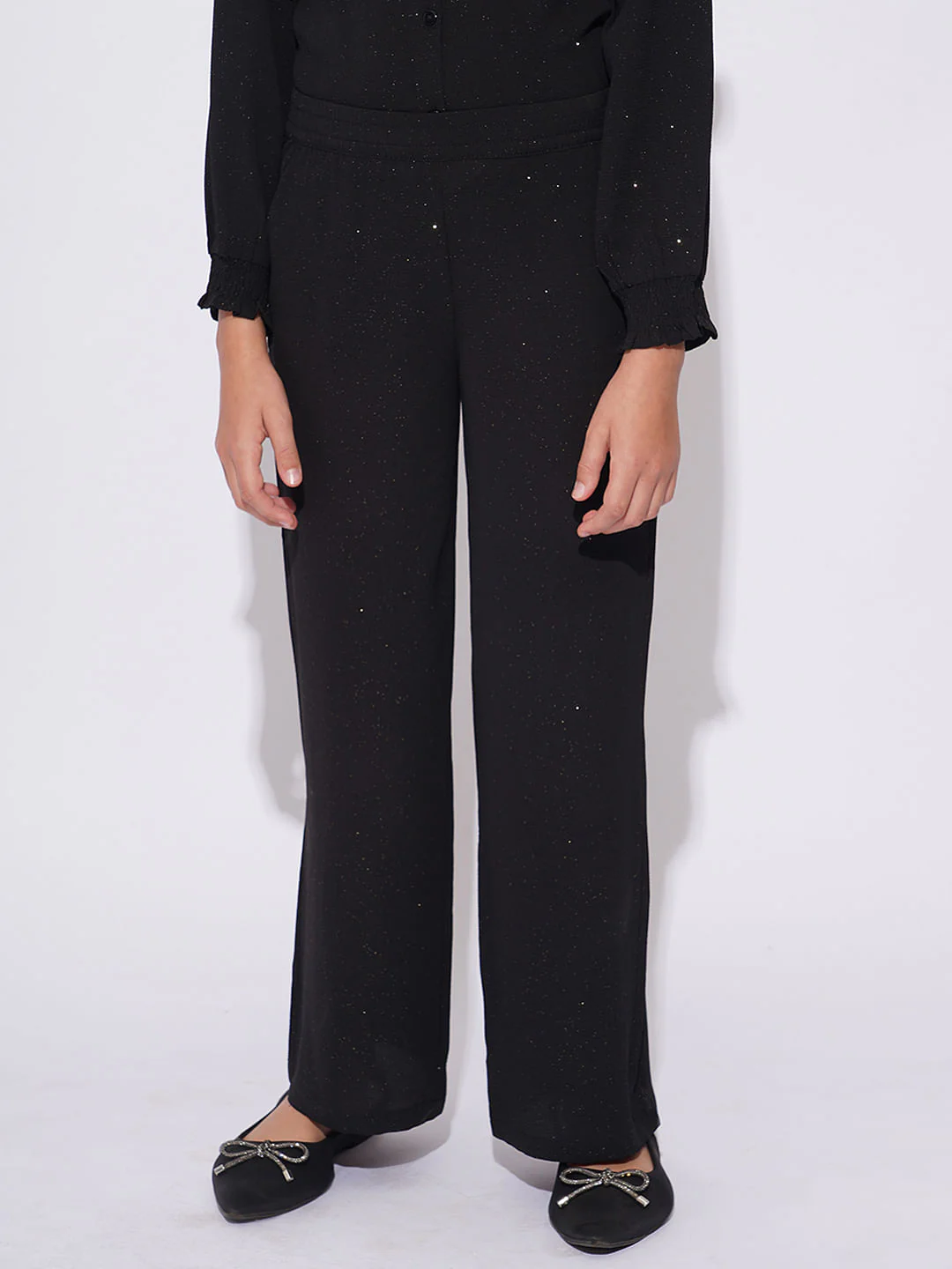 Girls Black Shimmer Co-Ord Set Pant - Image 3