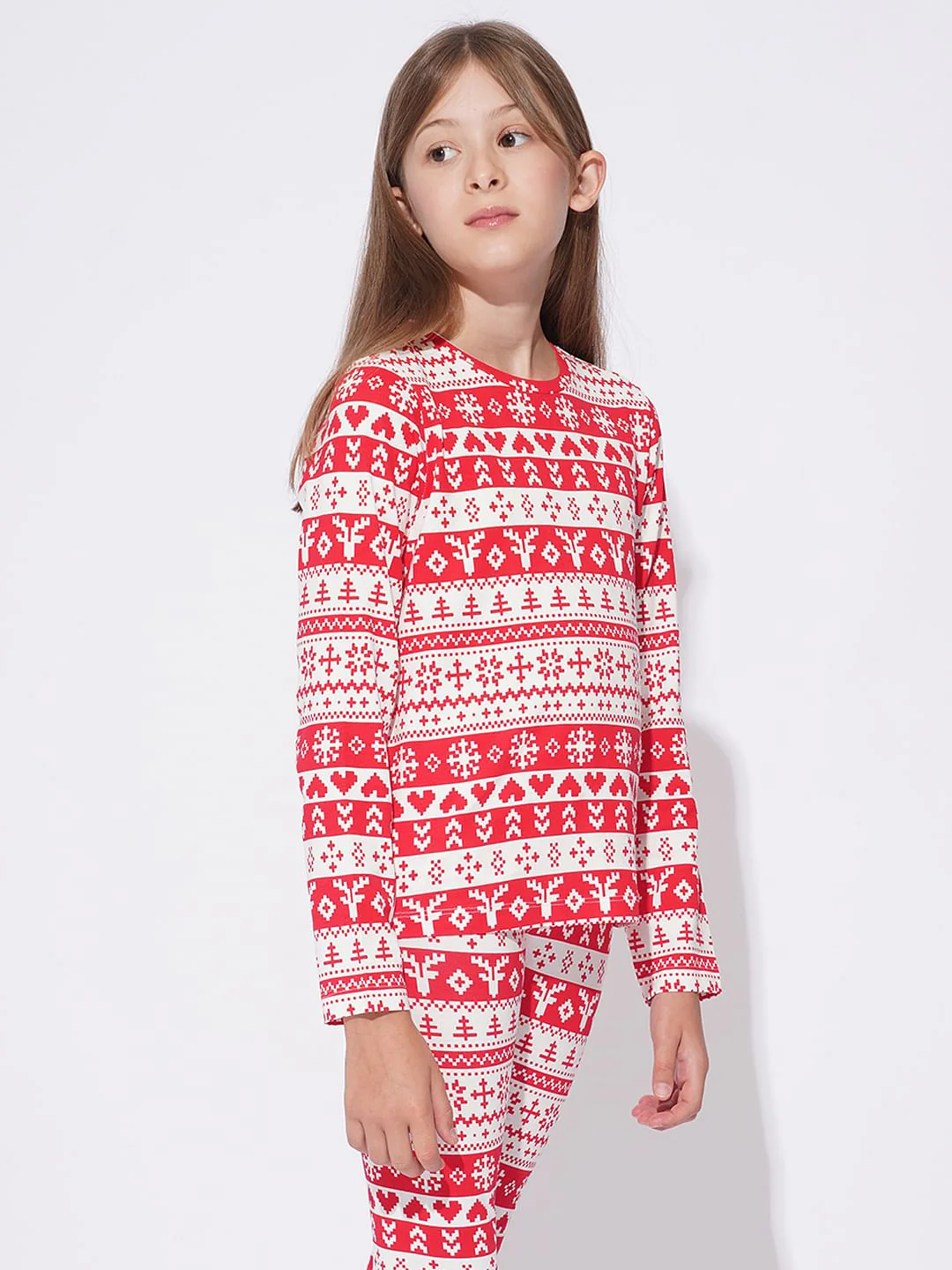 Girls Red Christmas Printed Co-Ord Set - Image 4