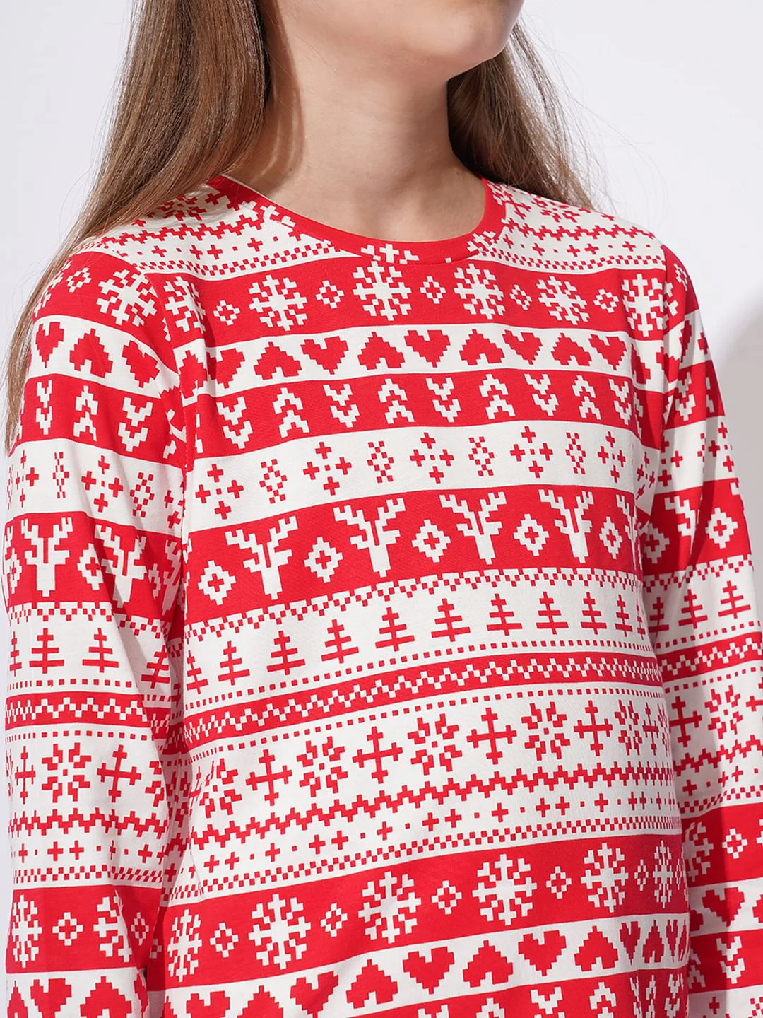 Girls Red Christmas Printed Co-Ord Set - Image 8