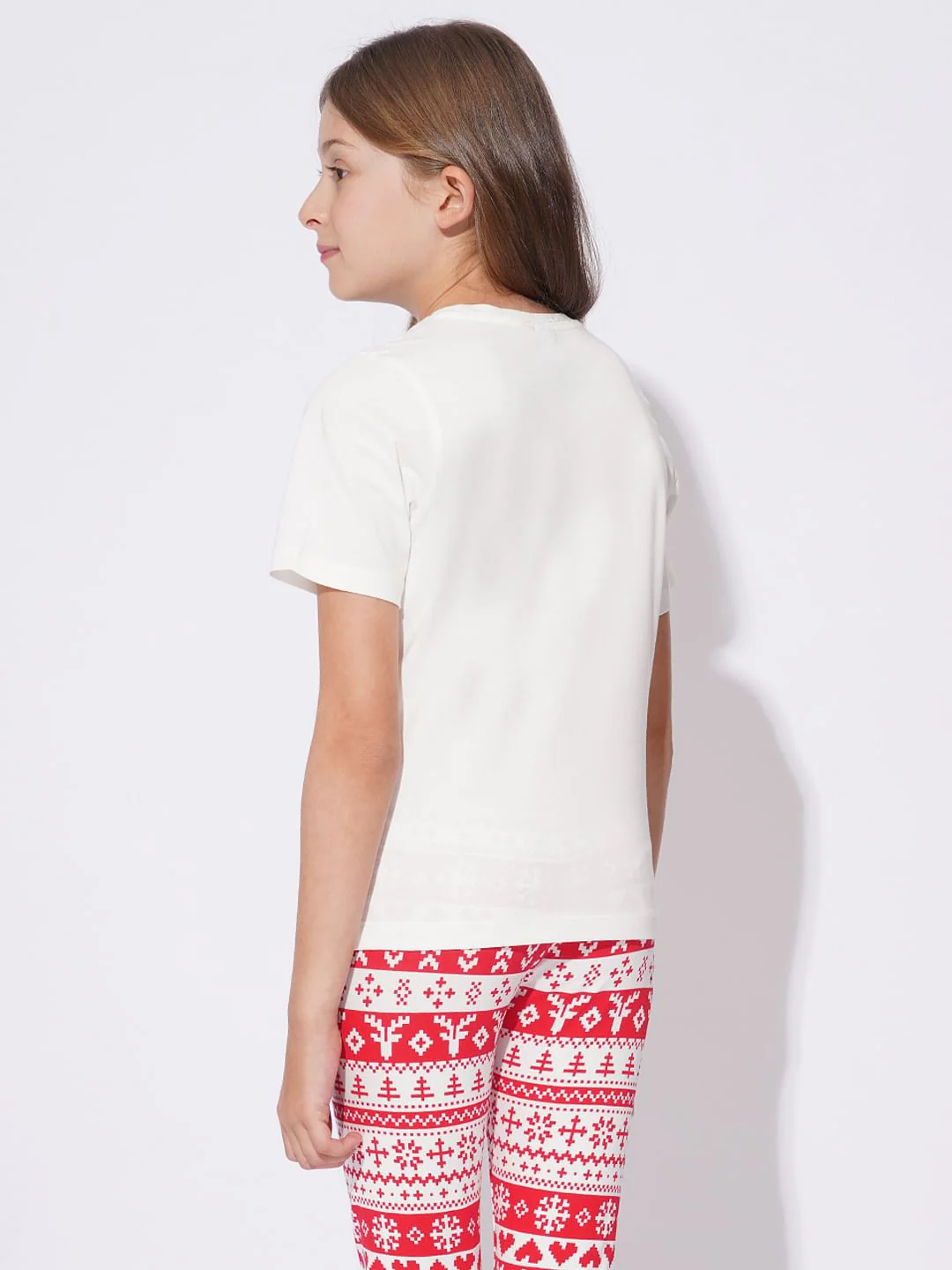 Girls White & Red Christmas Printed Co-Ord Set - Image 5
