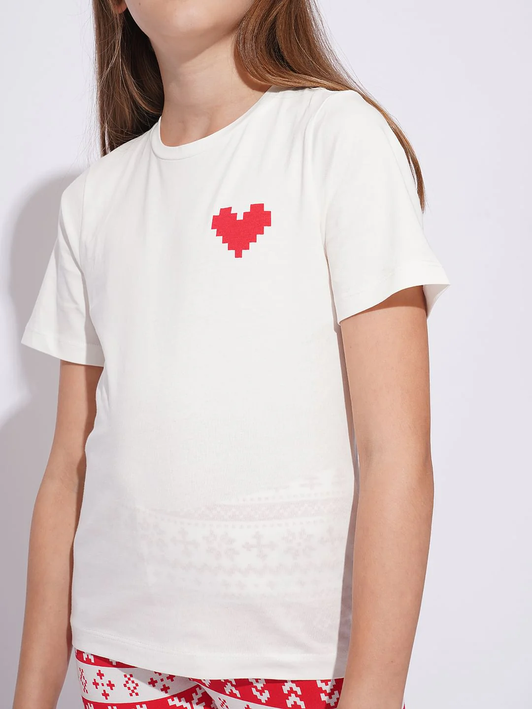 Girls White & Red Christmas Printed Co-Ord Set - Image 8