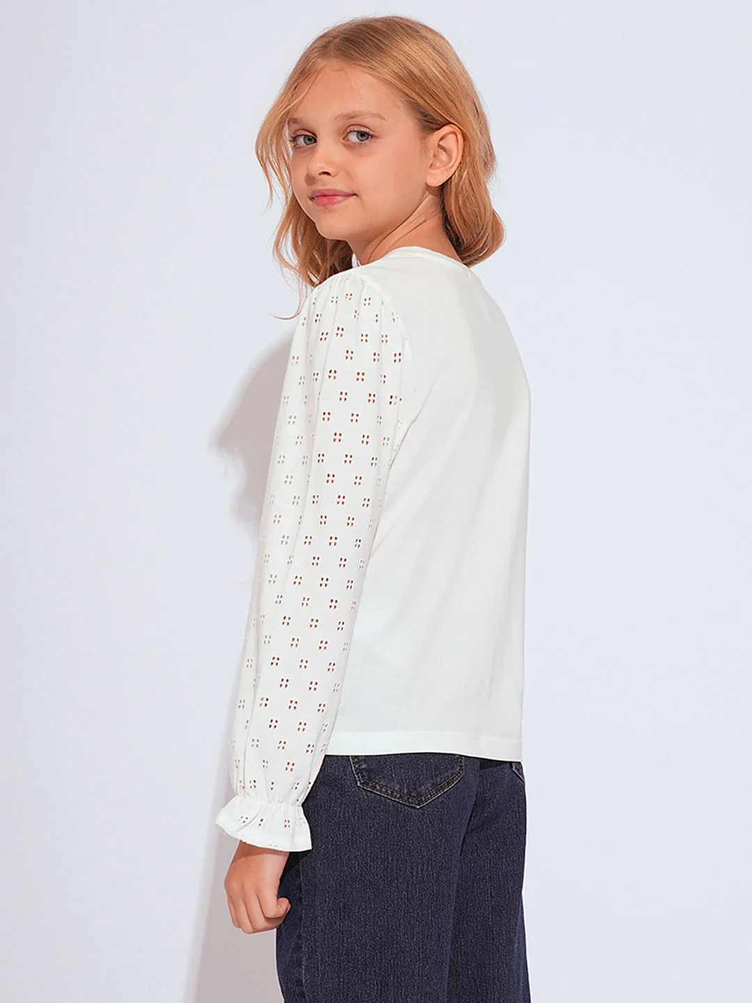 Girls White Organic Cotton Top - Image 3