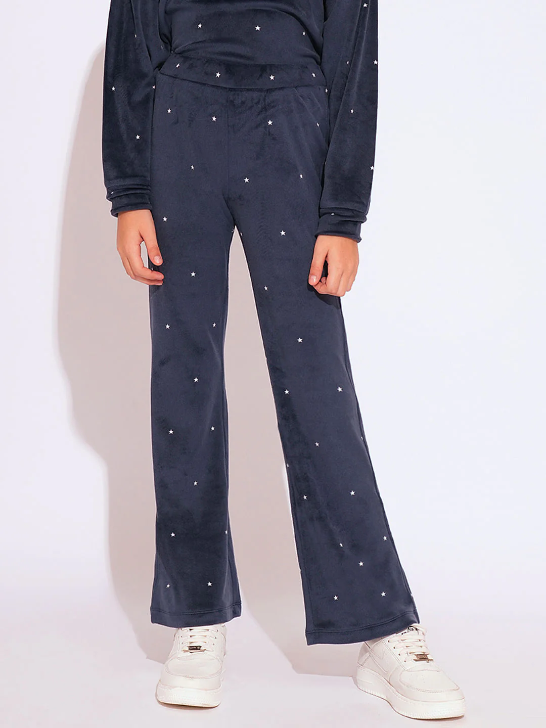 Girls Blue Printed Co-Ord Set Flared Pant - Image 2