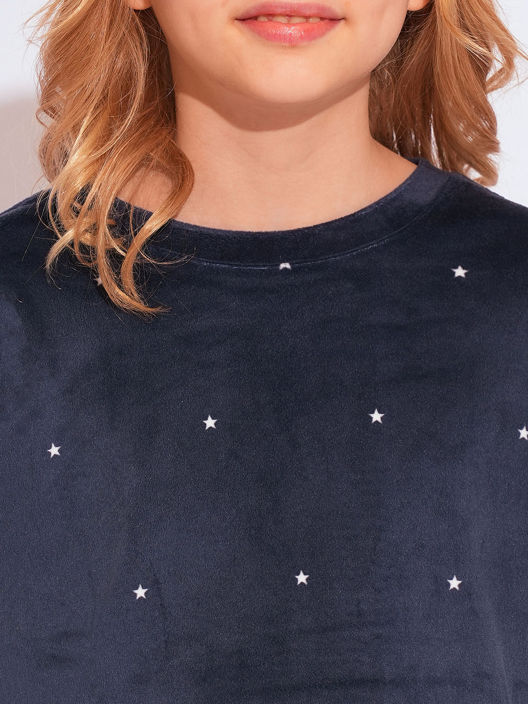 Girls Blue Velvet Co-Ord Set Top - Image 4