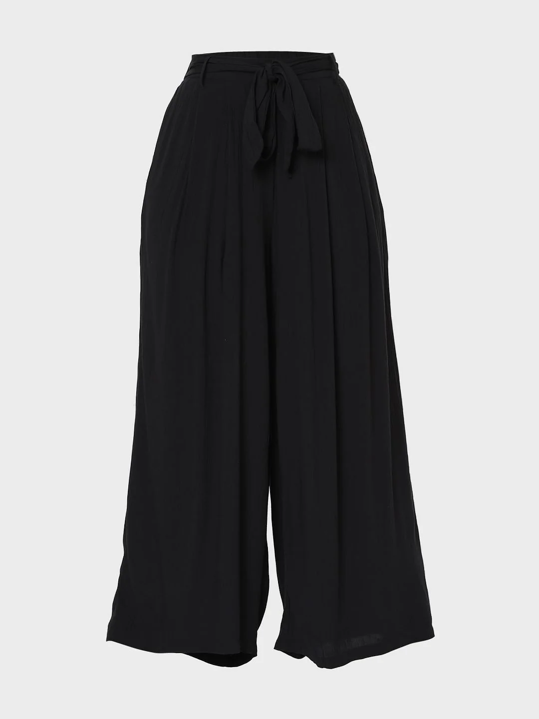 Black High Rise Tie Up Palazzo Pants - Image 7