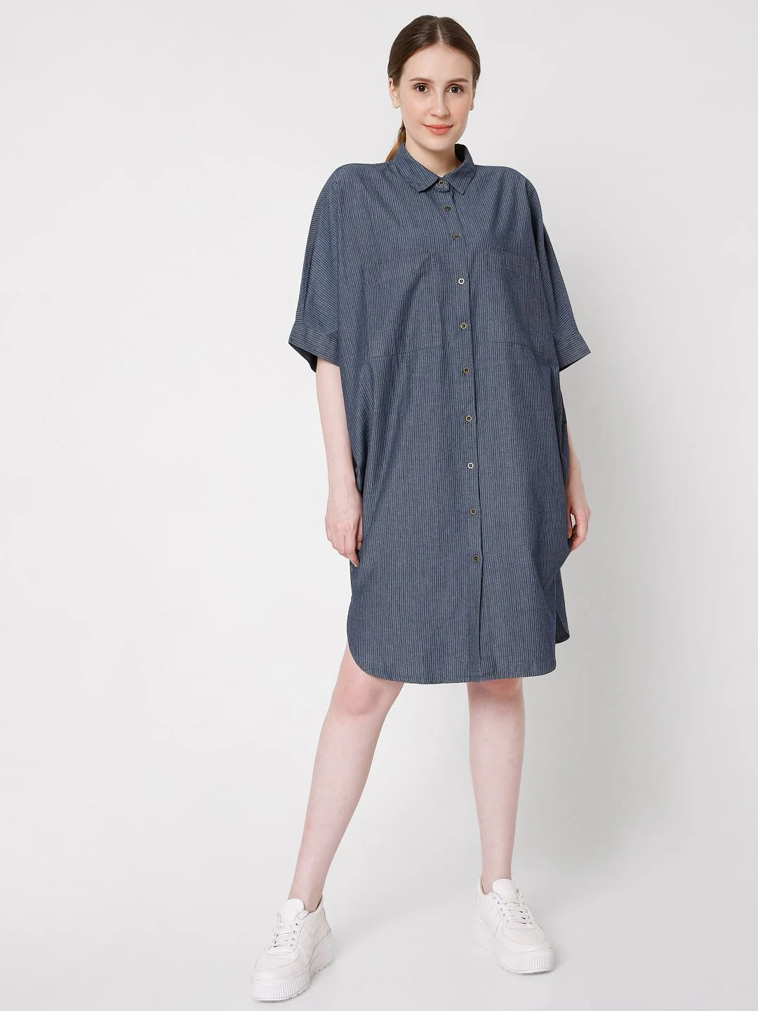Blue Striped Shirt Dress - Image 2