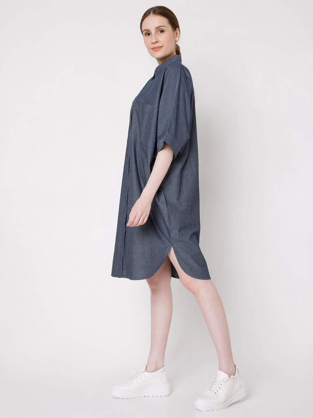 Blue Striped Shirt Dress - Image 3