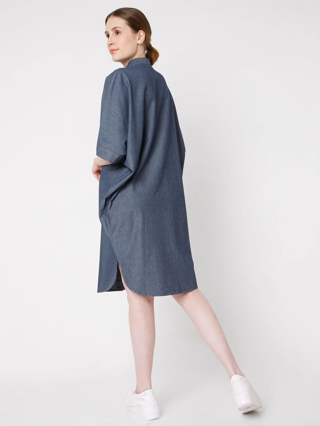 Blue Striped Shirt Dress - Image 4