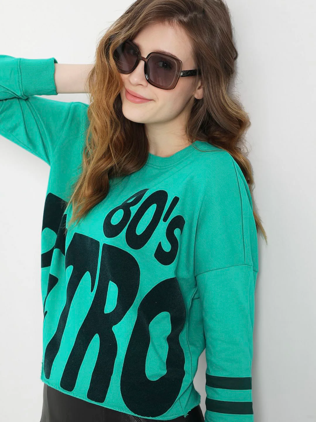 Green Graphic Print Sweatshirt