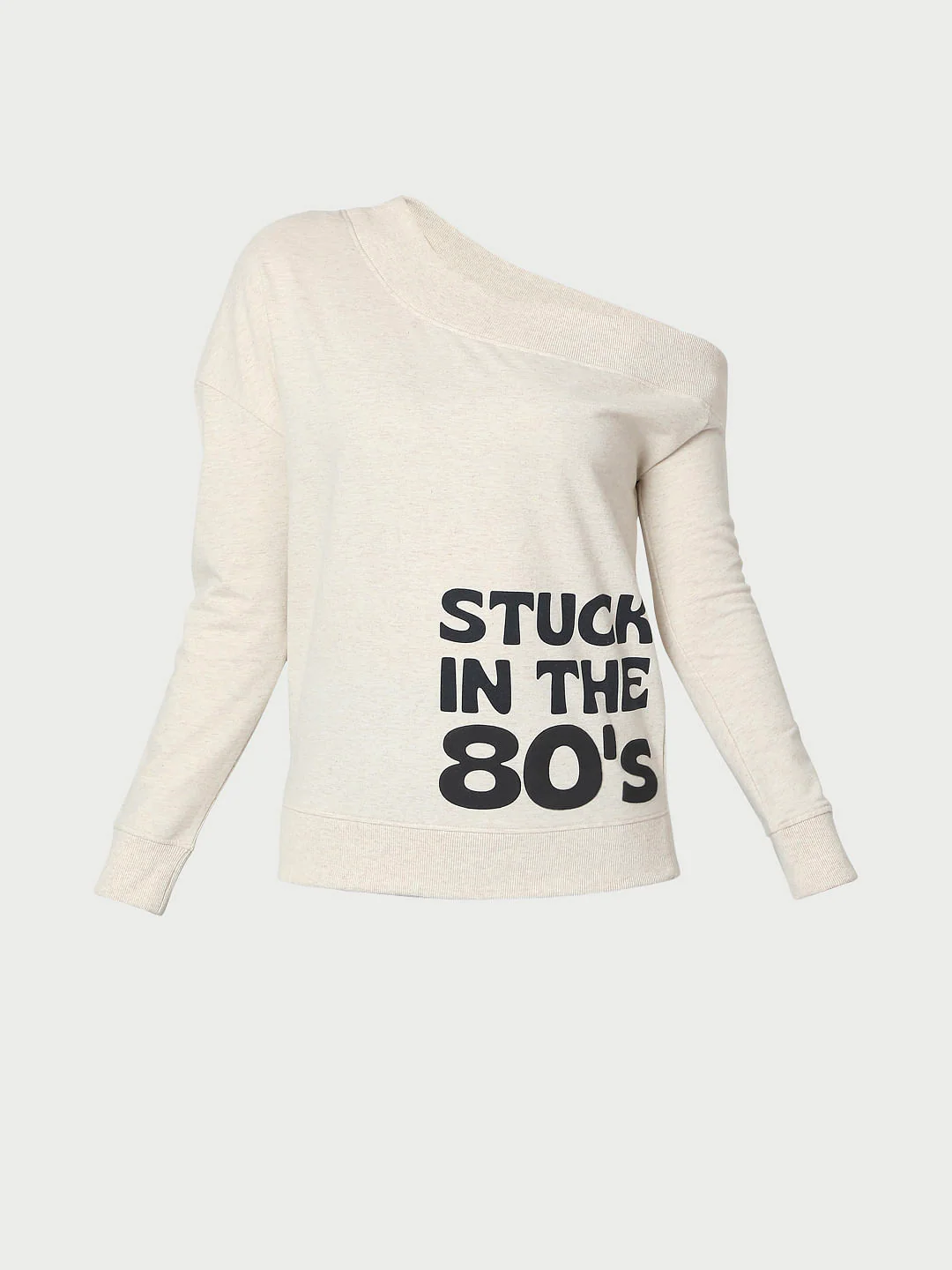 Beige One Shoulder Sweatshirt - Image 7