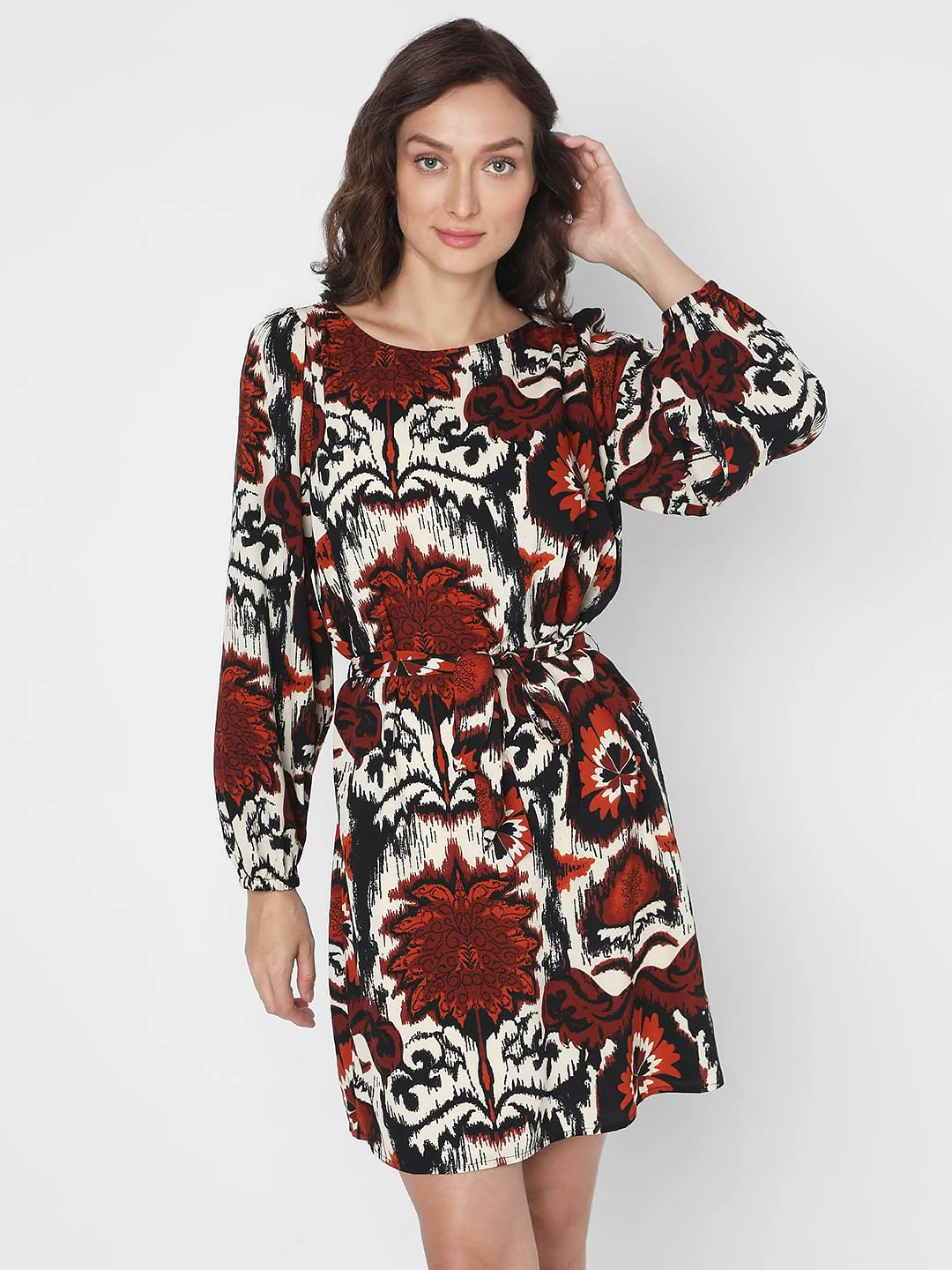 Maroon Abstract Print Dress - Image 2