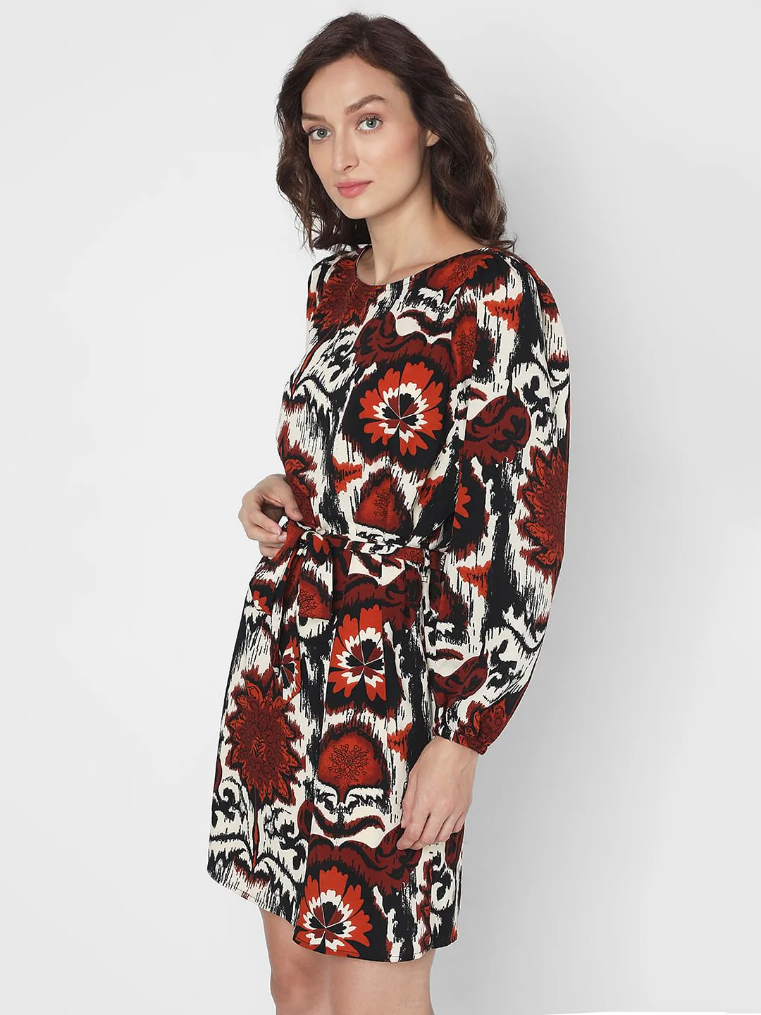 Maroon Abstract Print Dress - Image 3
