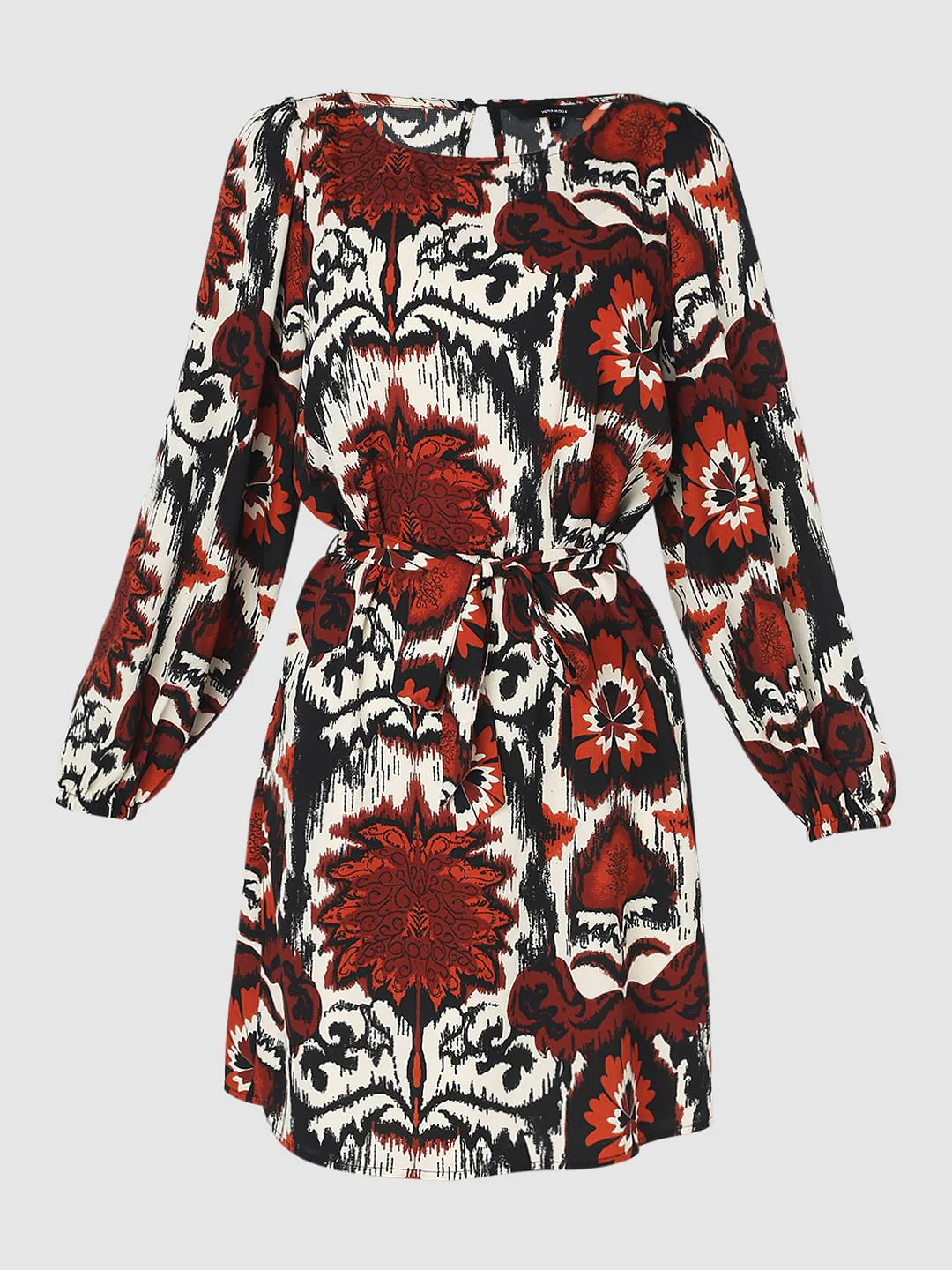 Maroon Abstract Print Dress - Image 7