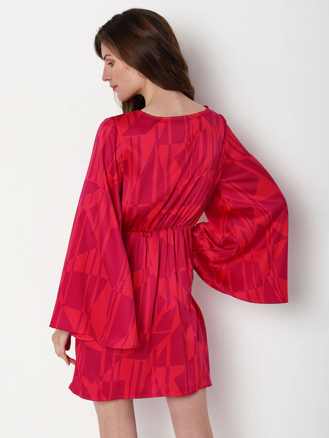 Pink Printed Fit & Flare Dress - Image 4