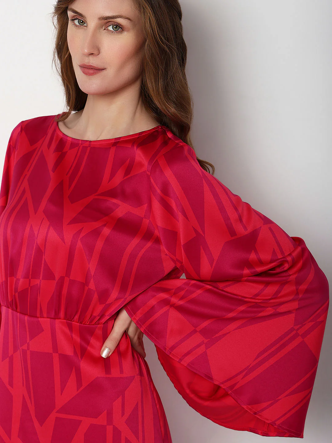 Pink Printed Fit & Flare Dress - Image 6